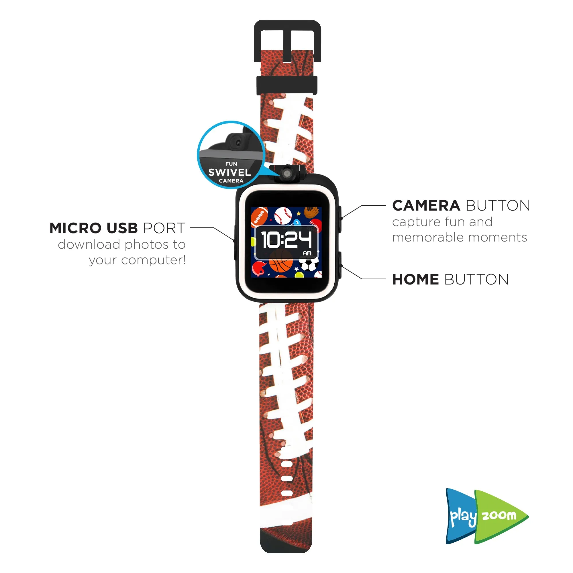 PlayZoom Smartwatch for Kids: Football Print