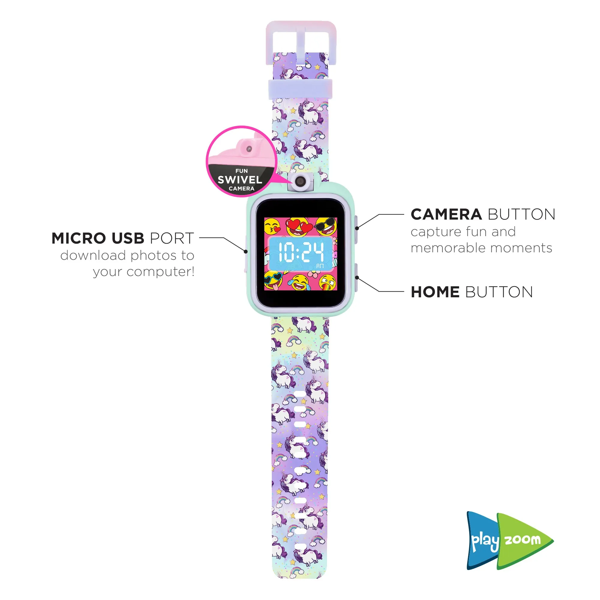 PlayZoom Smartwatch for Kids: Tie Dye Unicorn