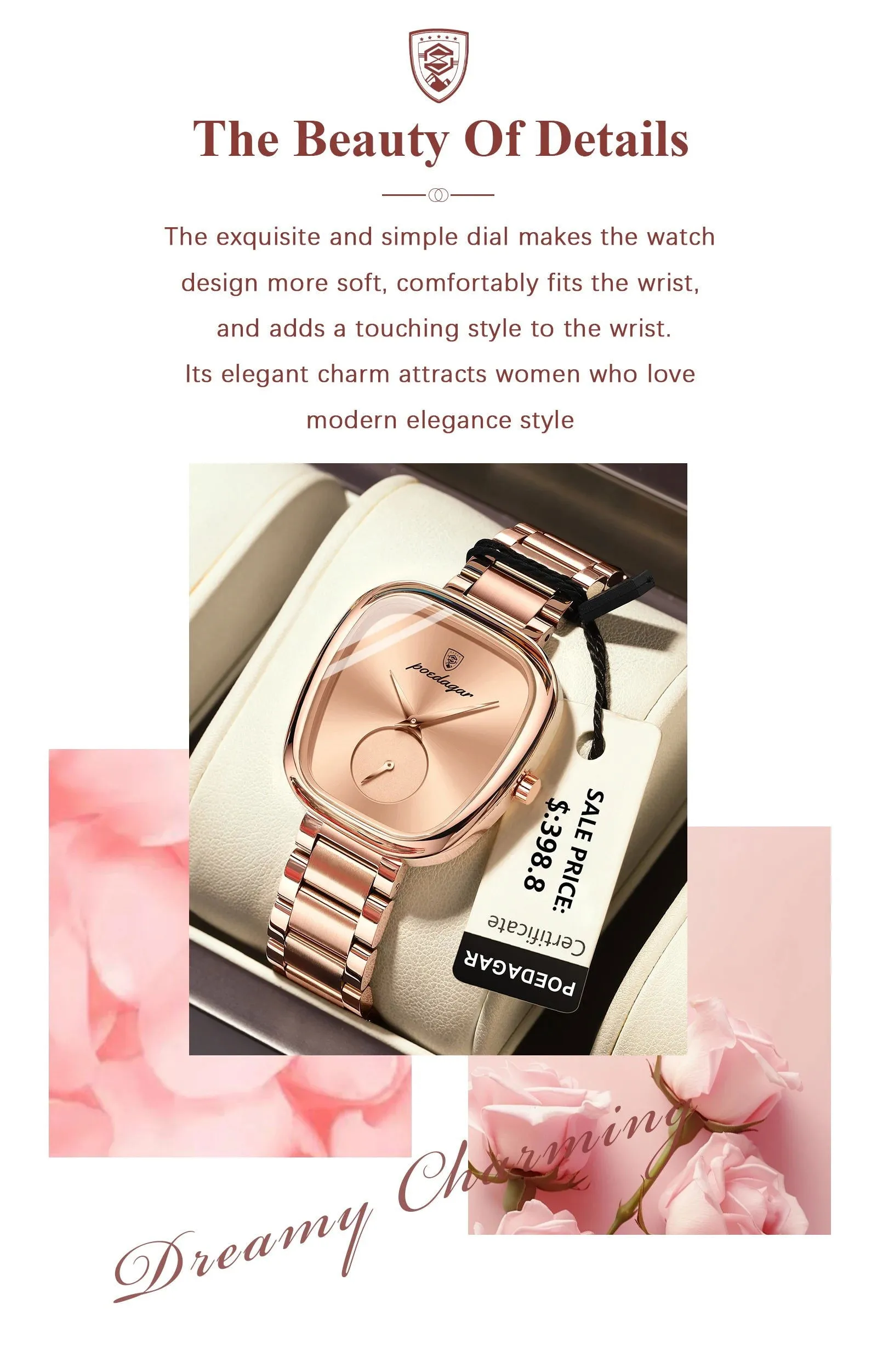 POEDAGAR Luxury Watch for Woman Waterproof Stainless Steel Quartz Ladies Watch High Quality Women's Watches Elegant Female Clock