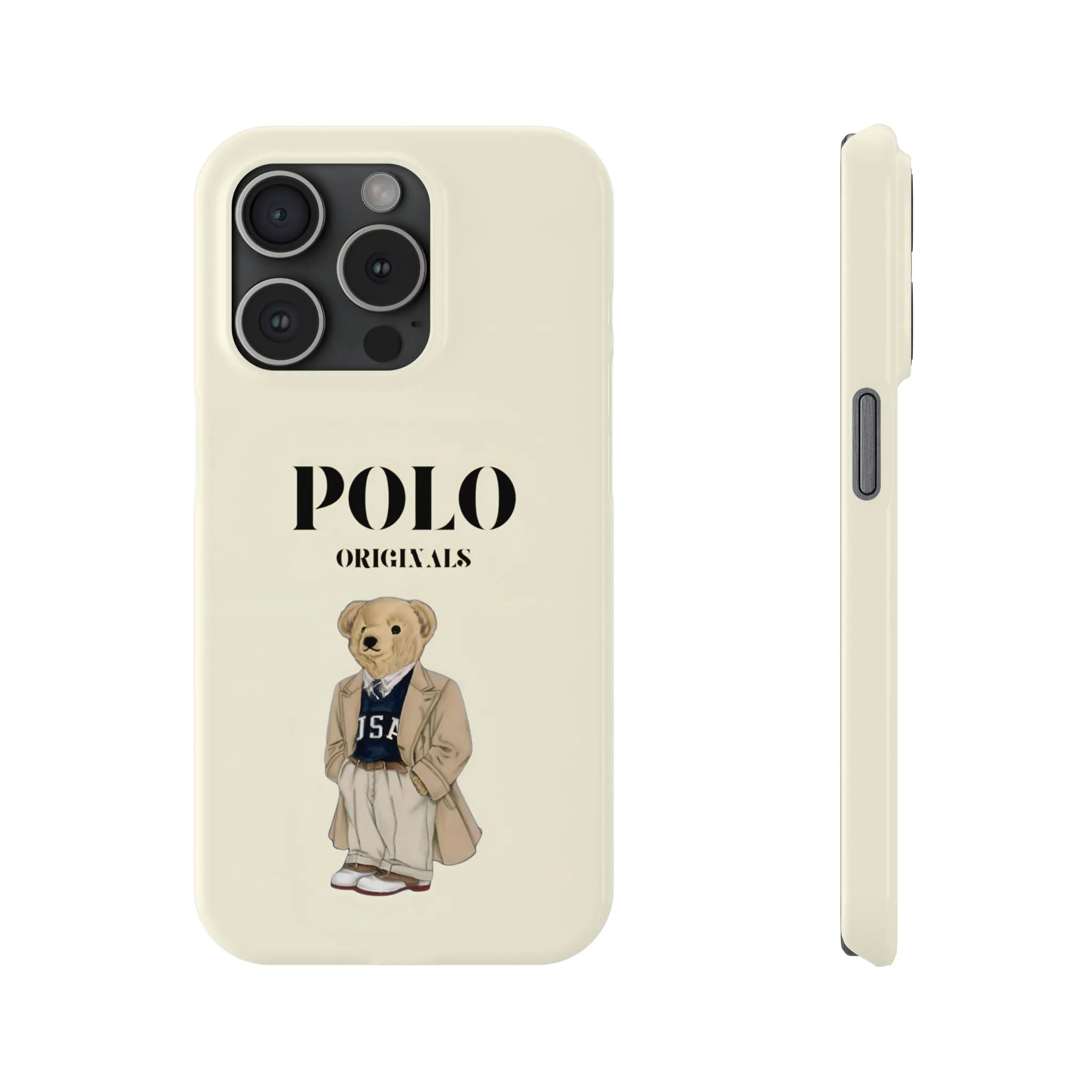 Polo Originals Bear Slim Phone Cases in Beige