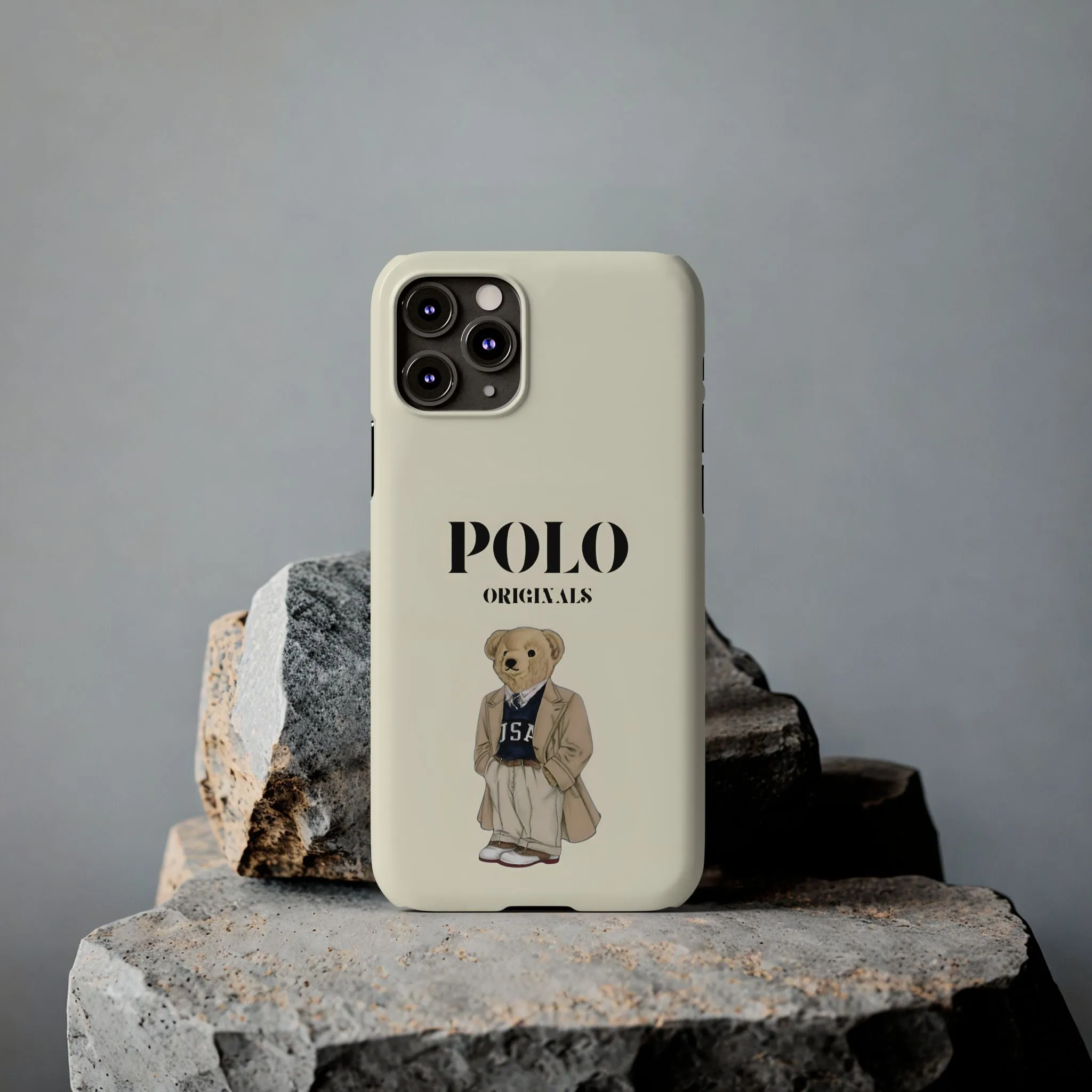 Polo Originals Bear Slim Phone Cases in Beige