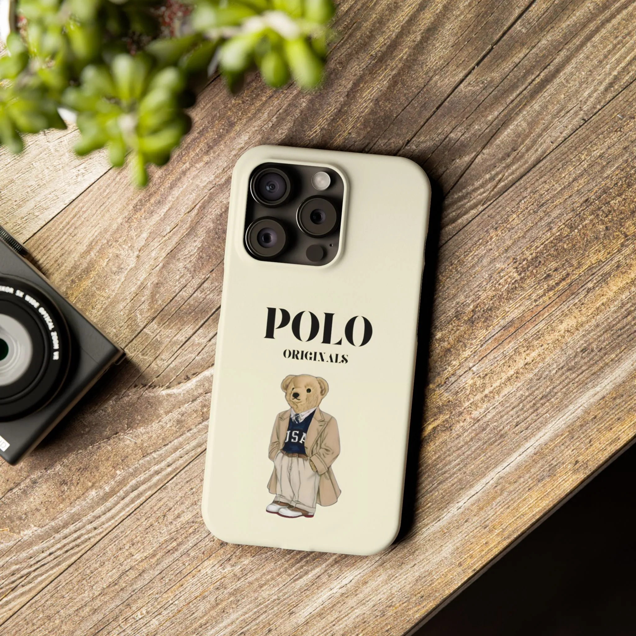 Polo Originals Bear Slim Phone Cases in Beige