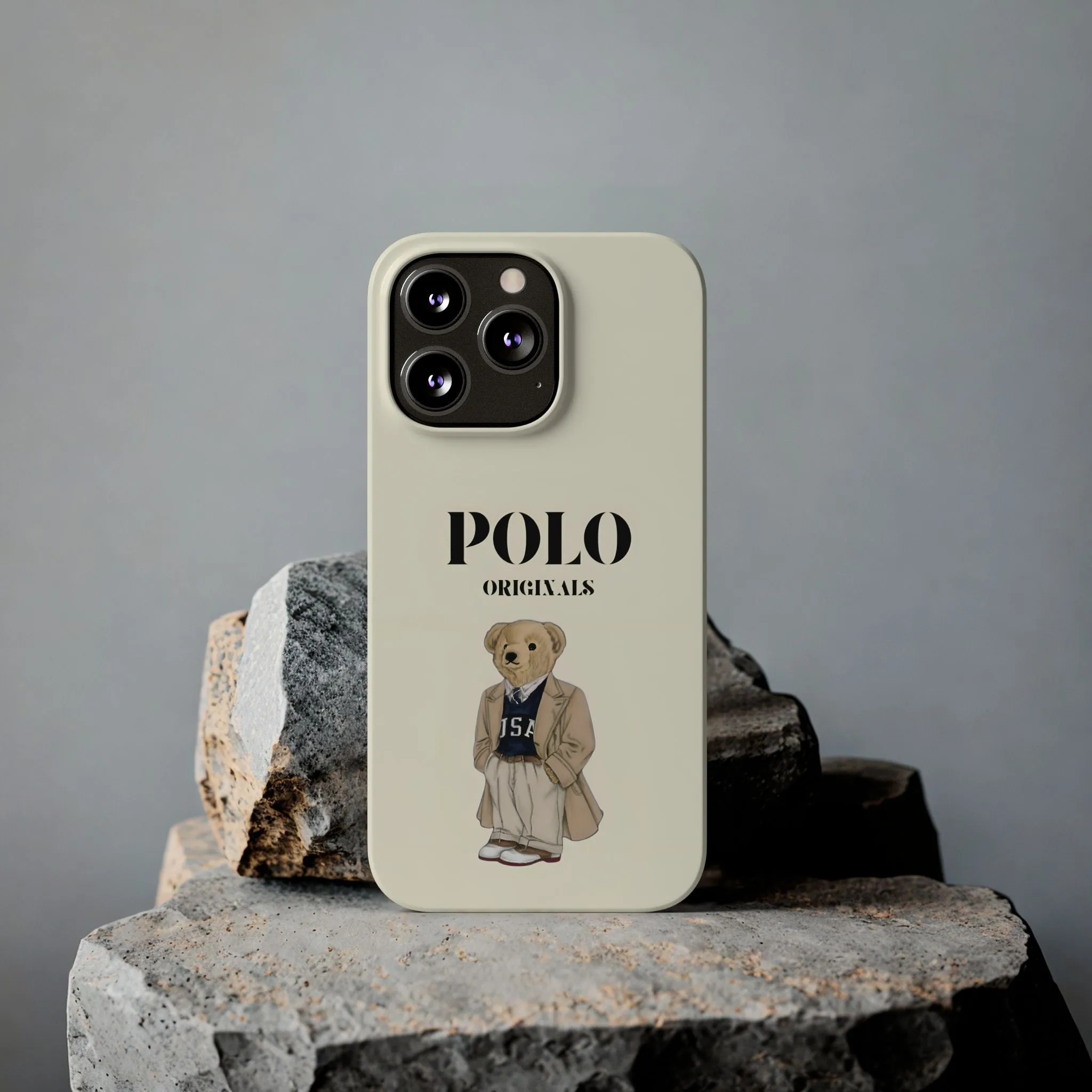 Polo Originals Bear Slim Phone Cases in Beige