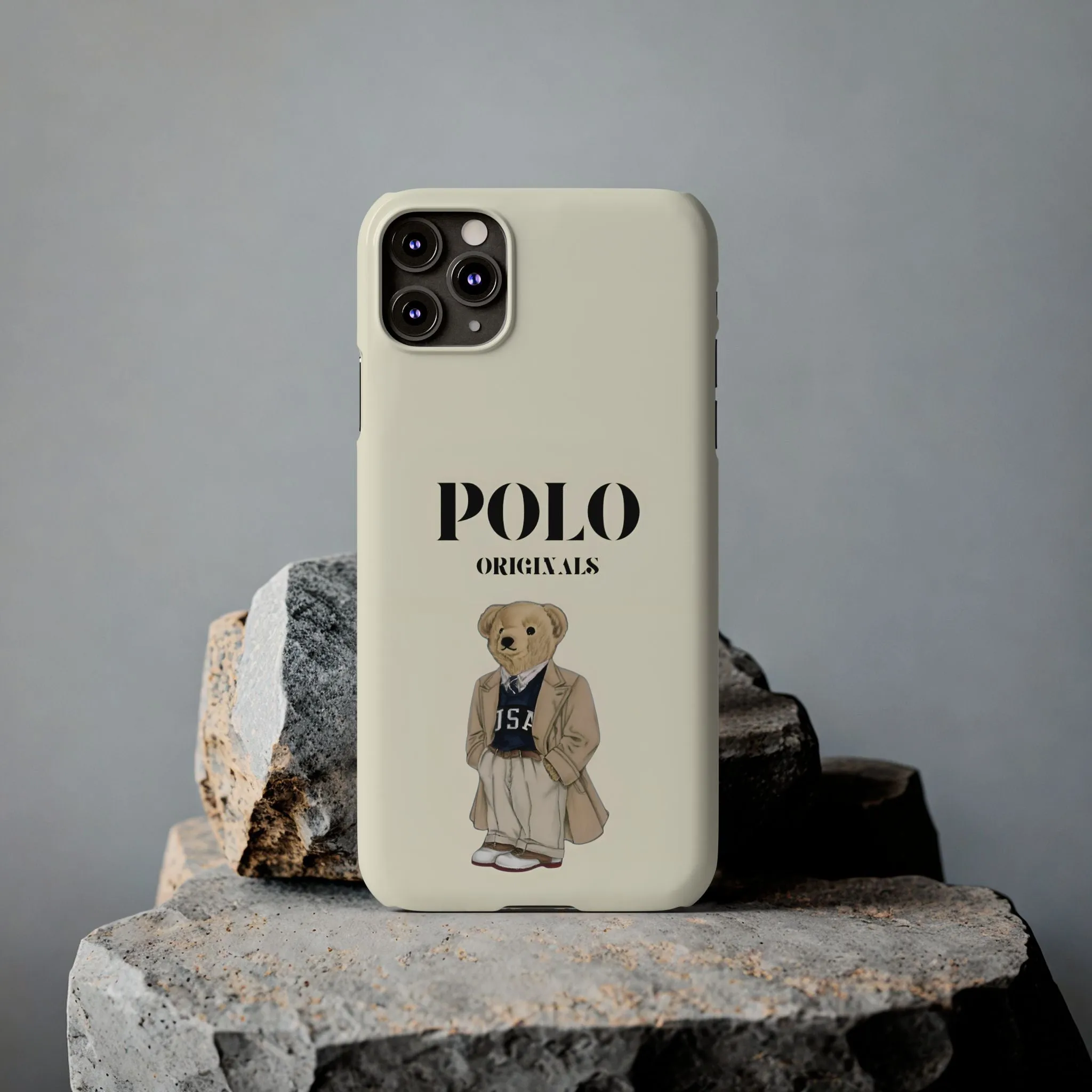 Polo Originals Bear Slim Phone Cases in Beige