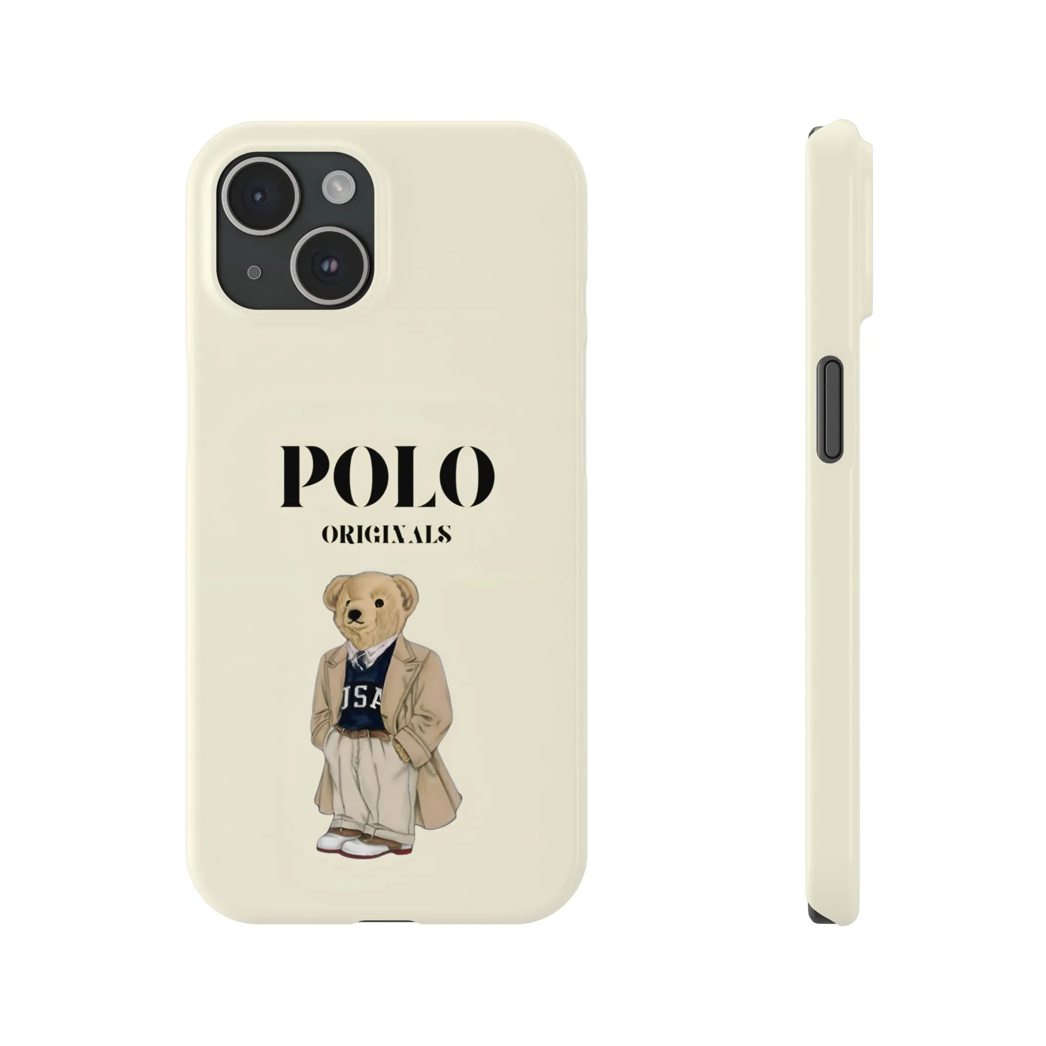 Polo Originals Bear Slim Phone Cases in Beige