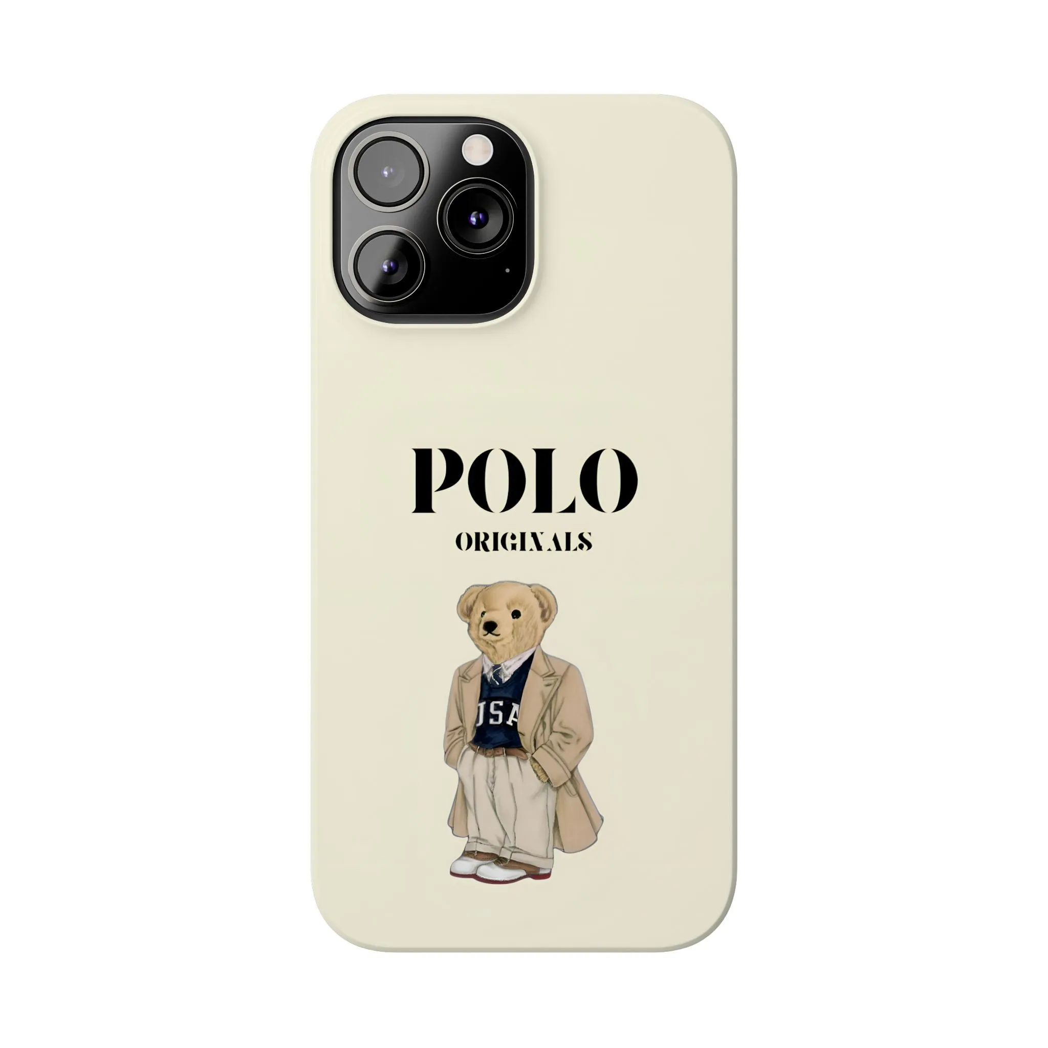 Polo Originals Bear Slim Phone Cases in Beige