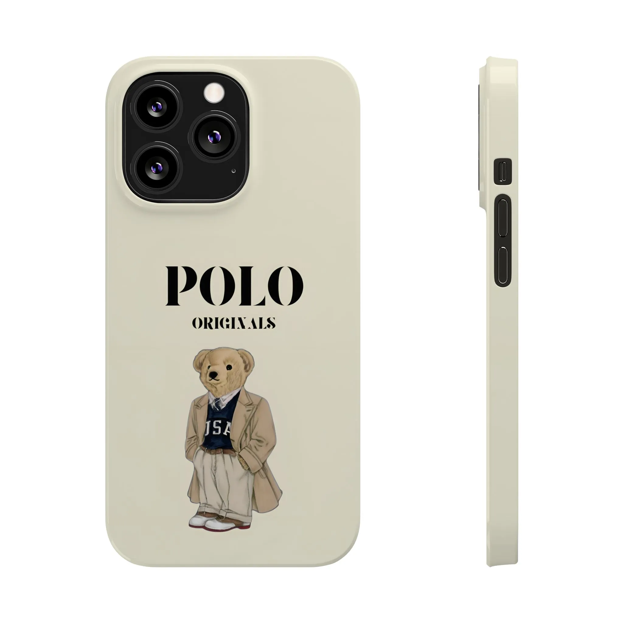 Polo Originals Bear Slim Phone Cases in Beige