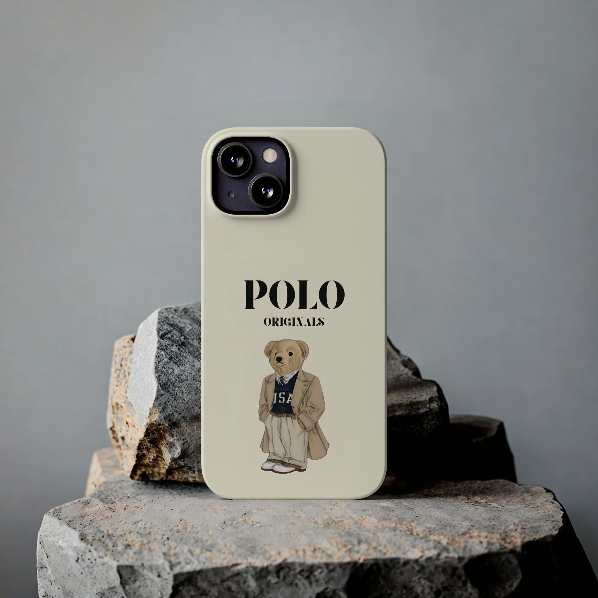 Polo Originals Bear Slim Phone Cases in Beige