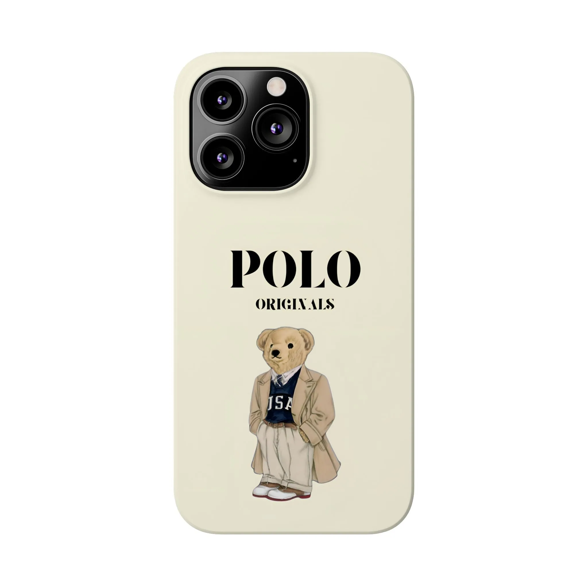 Polo Originals Bear Slim Phone Cases in Beige