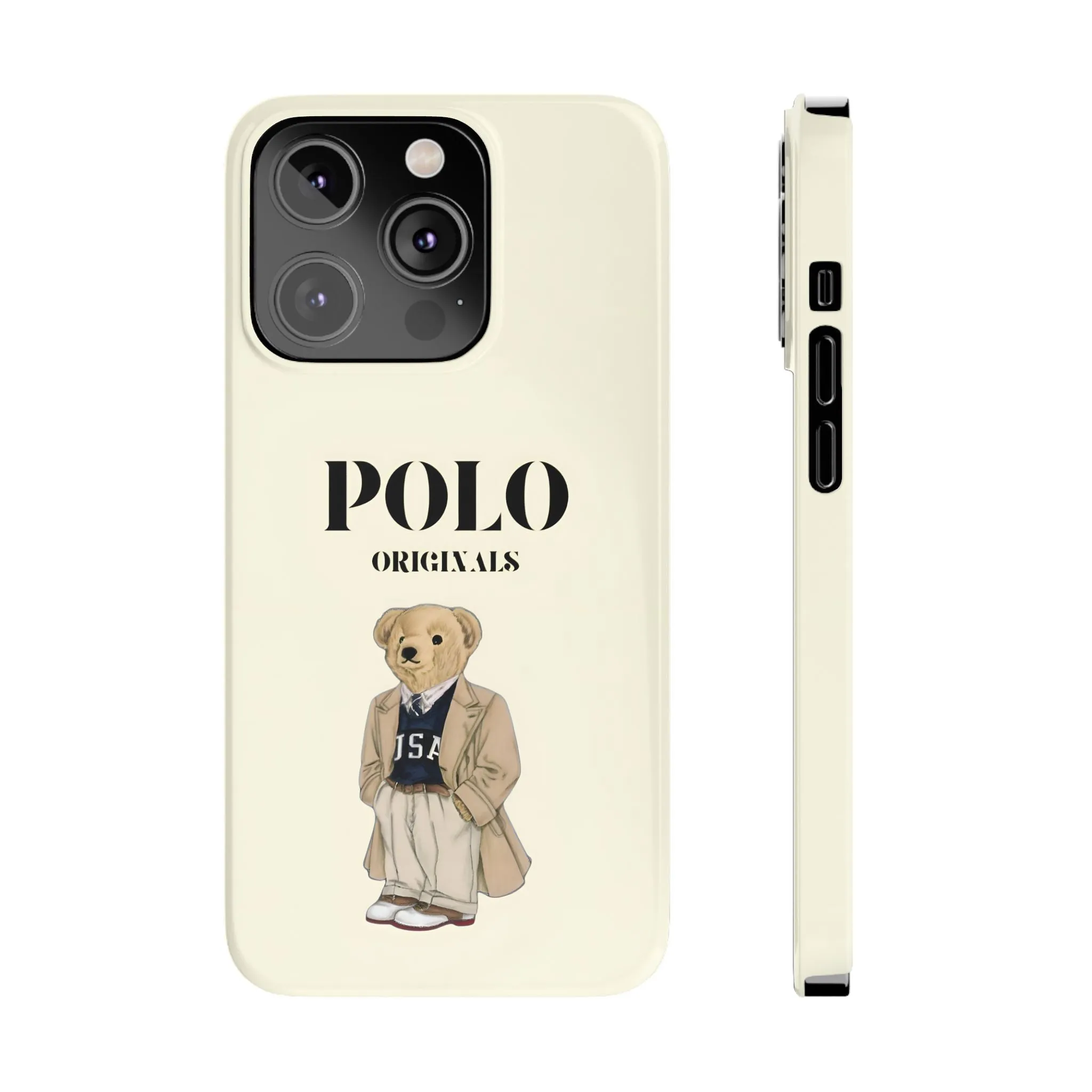 Polo Originals Bear Slim Phone Cases in Beige