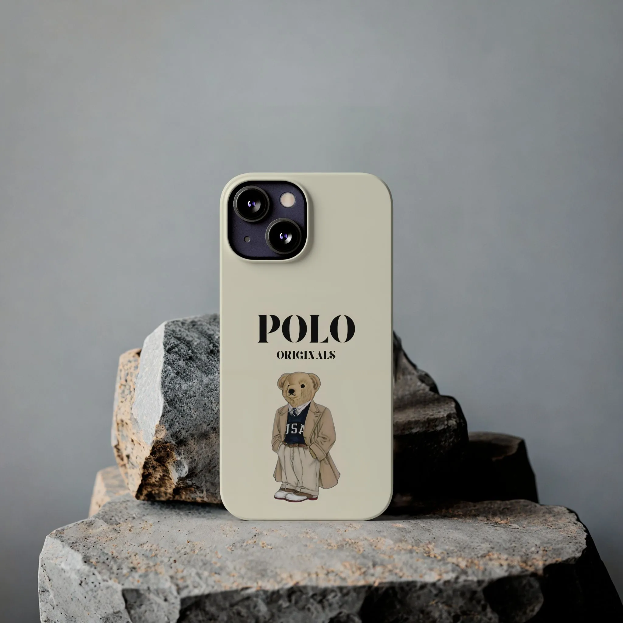 Polo Originals Bear Slim Phone Cases in Beige