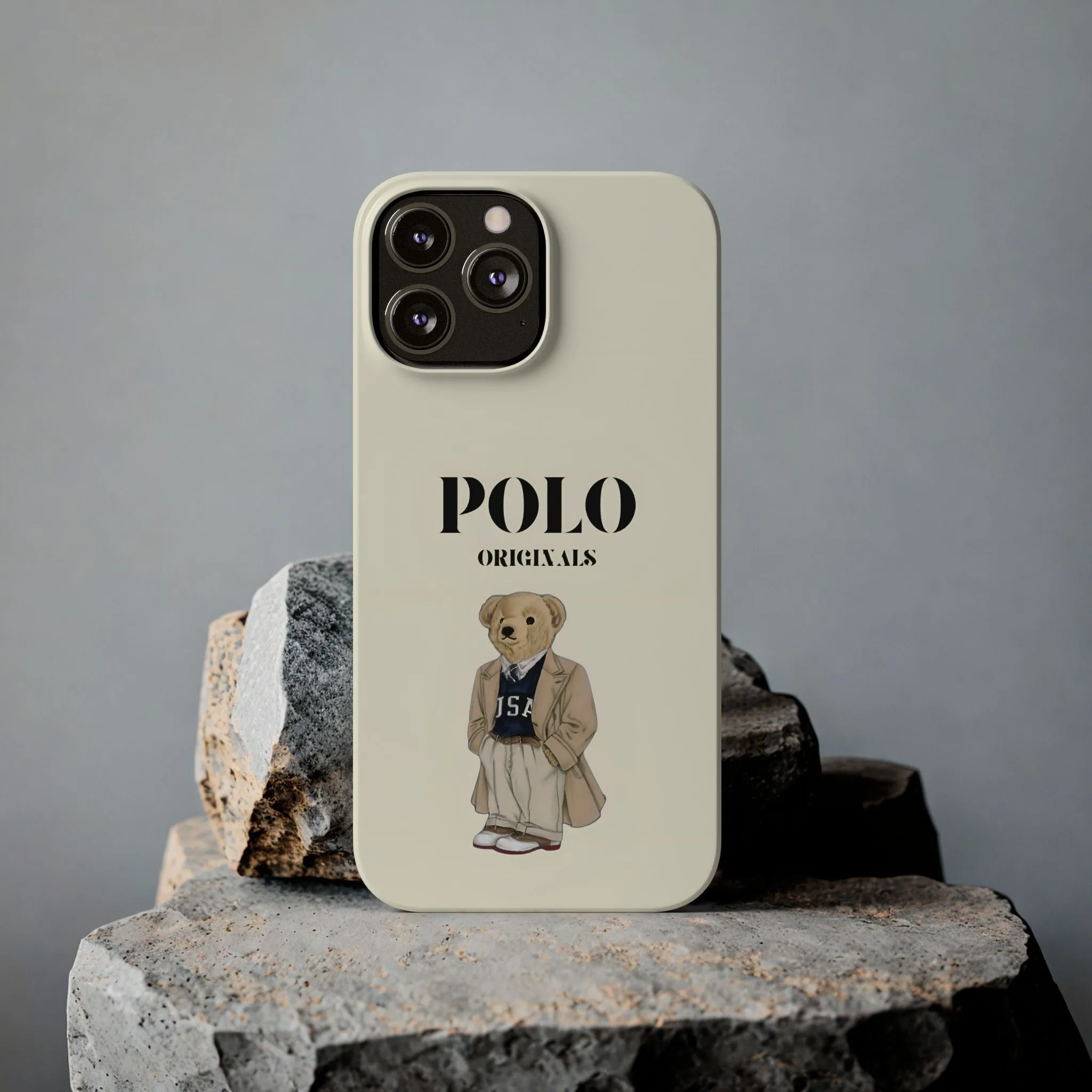 Polo Originals Bear Slim Phone Cases in Beige