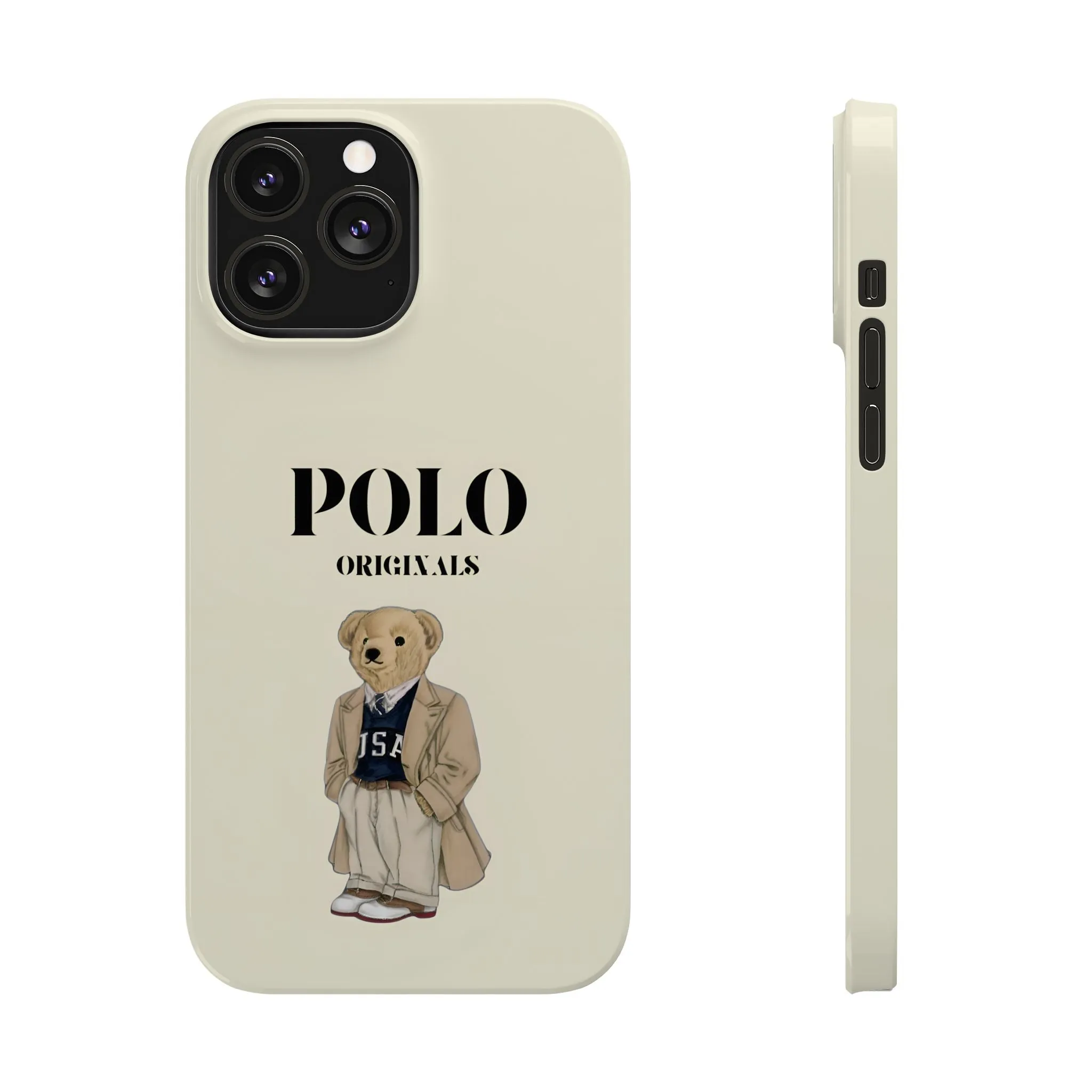 Polo Originals Bear Slim Phone Cases in Beige