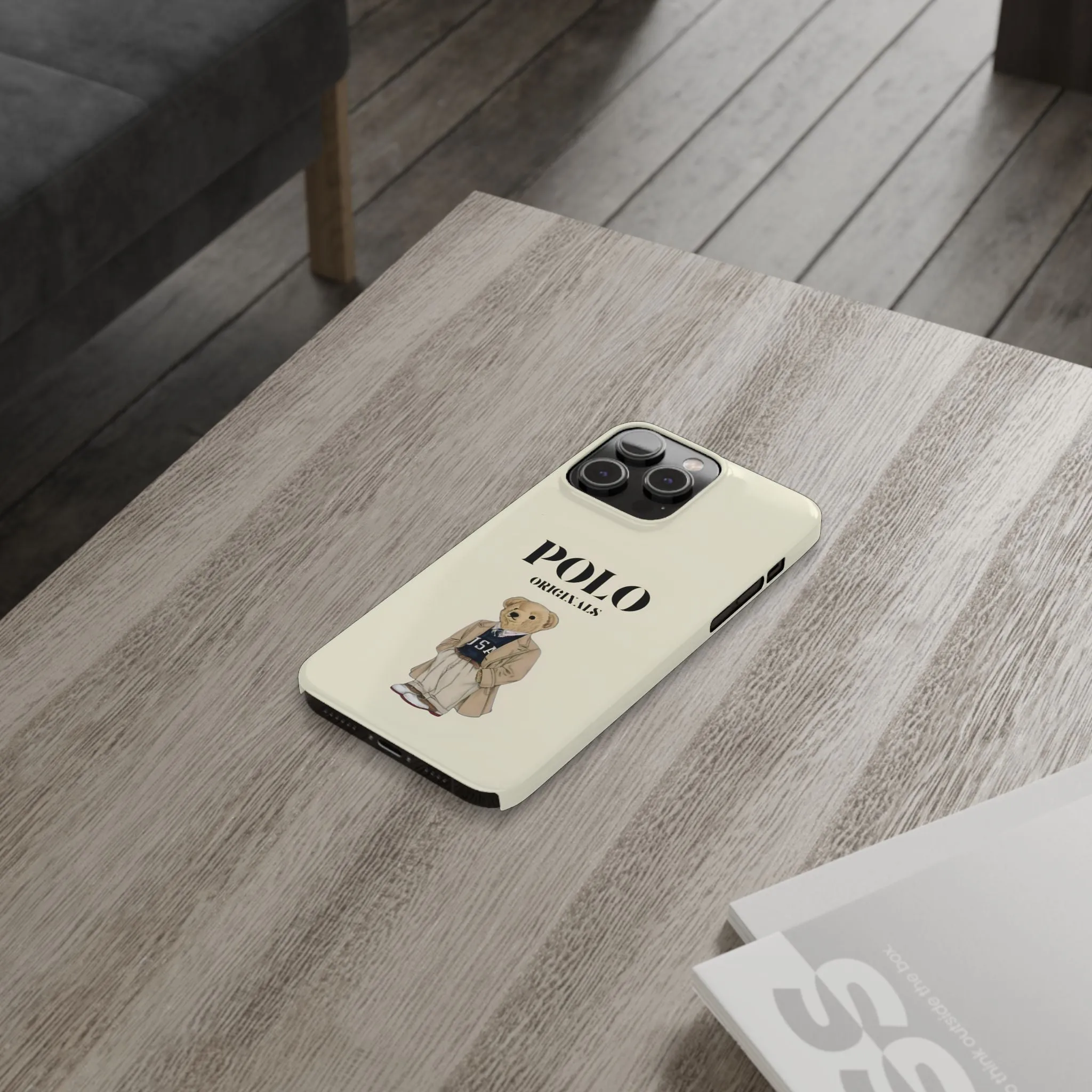 Polo Originals Bear Slim Phone Cases in Beige