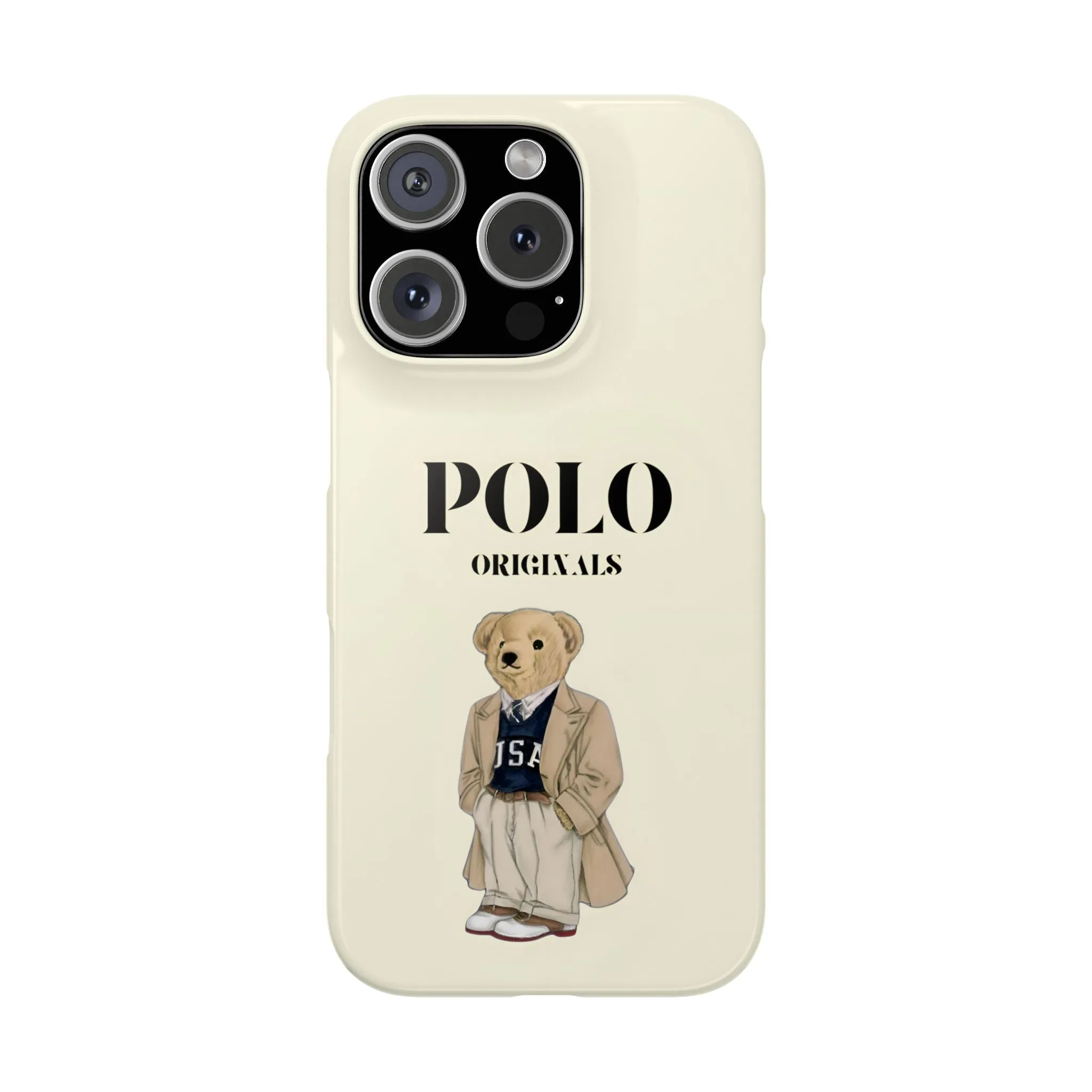 Polo Originals Bear Slim Phone Cases in Beige