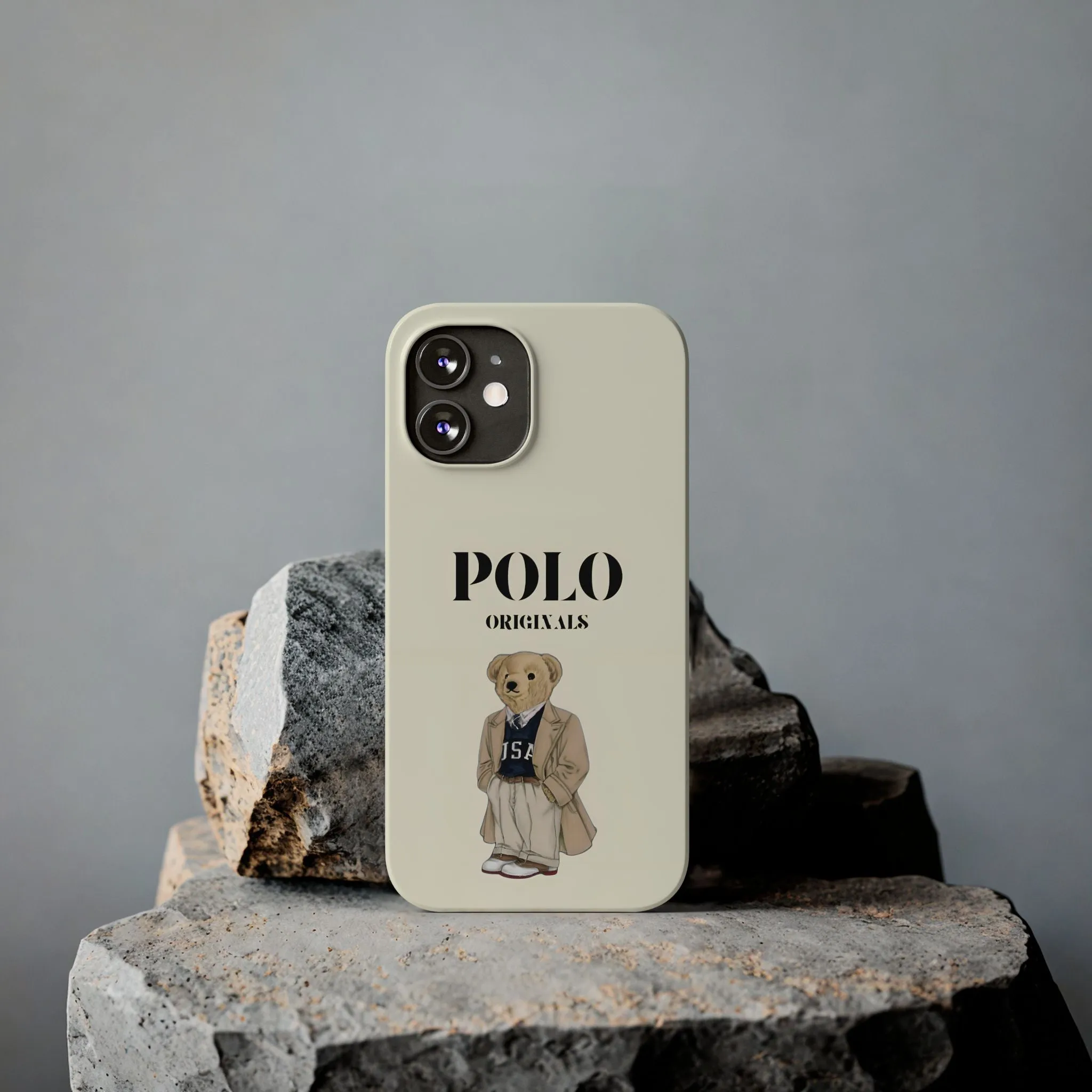 Polo Originals Bear Slim Phone Cases in Beige