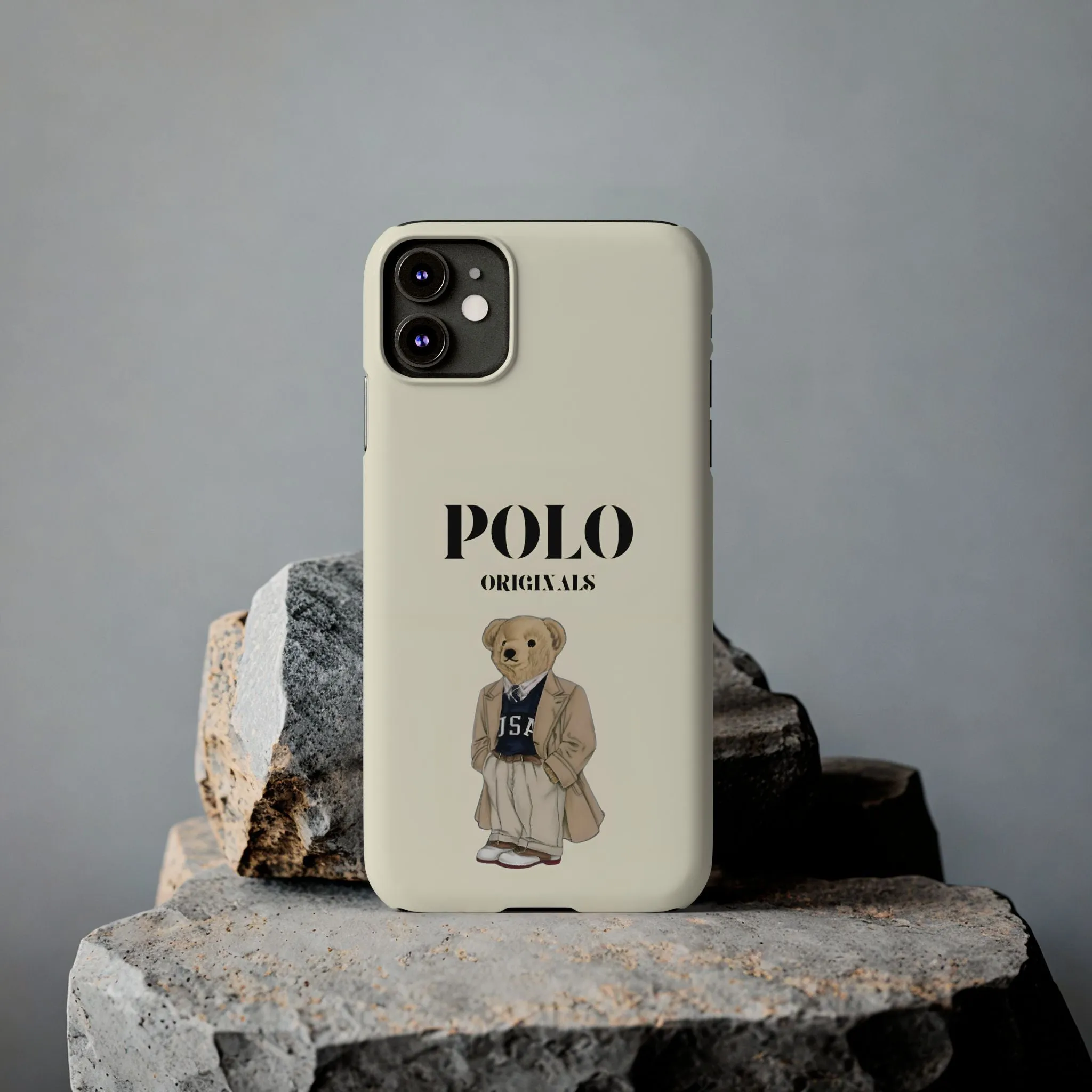 Polo Originals Bear Slim Phone Cases in Beige