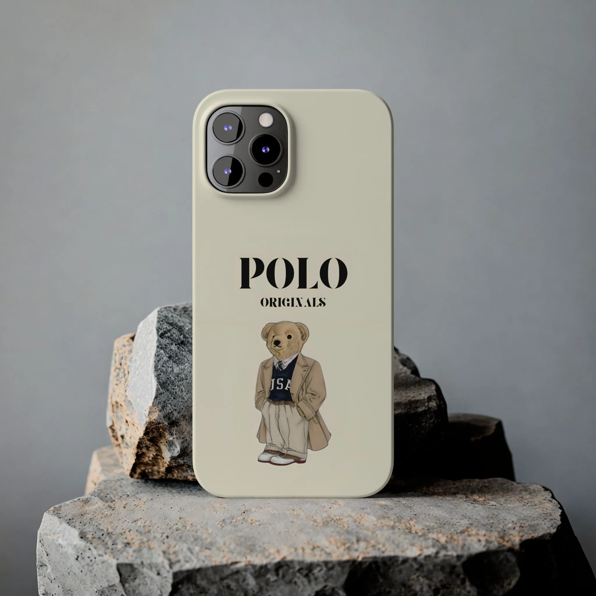 Polo Originals Bear Slim Phone Cases in Beige