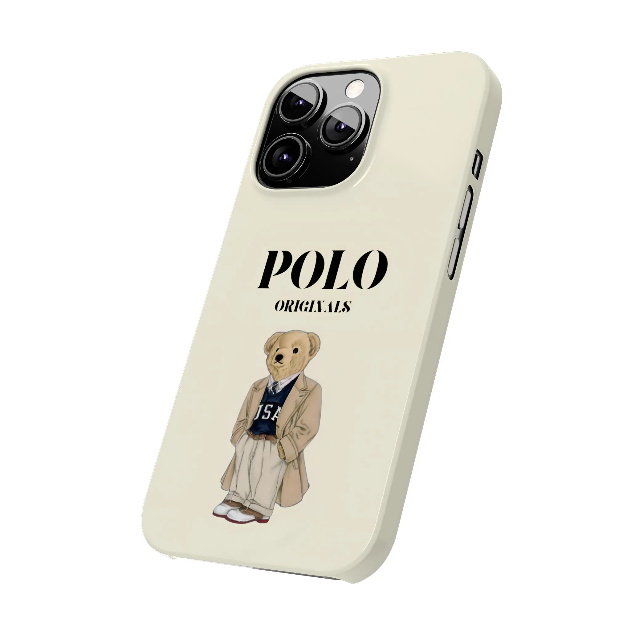 Polo Originals Bear Slim Phone Cases in Beige