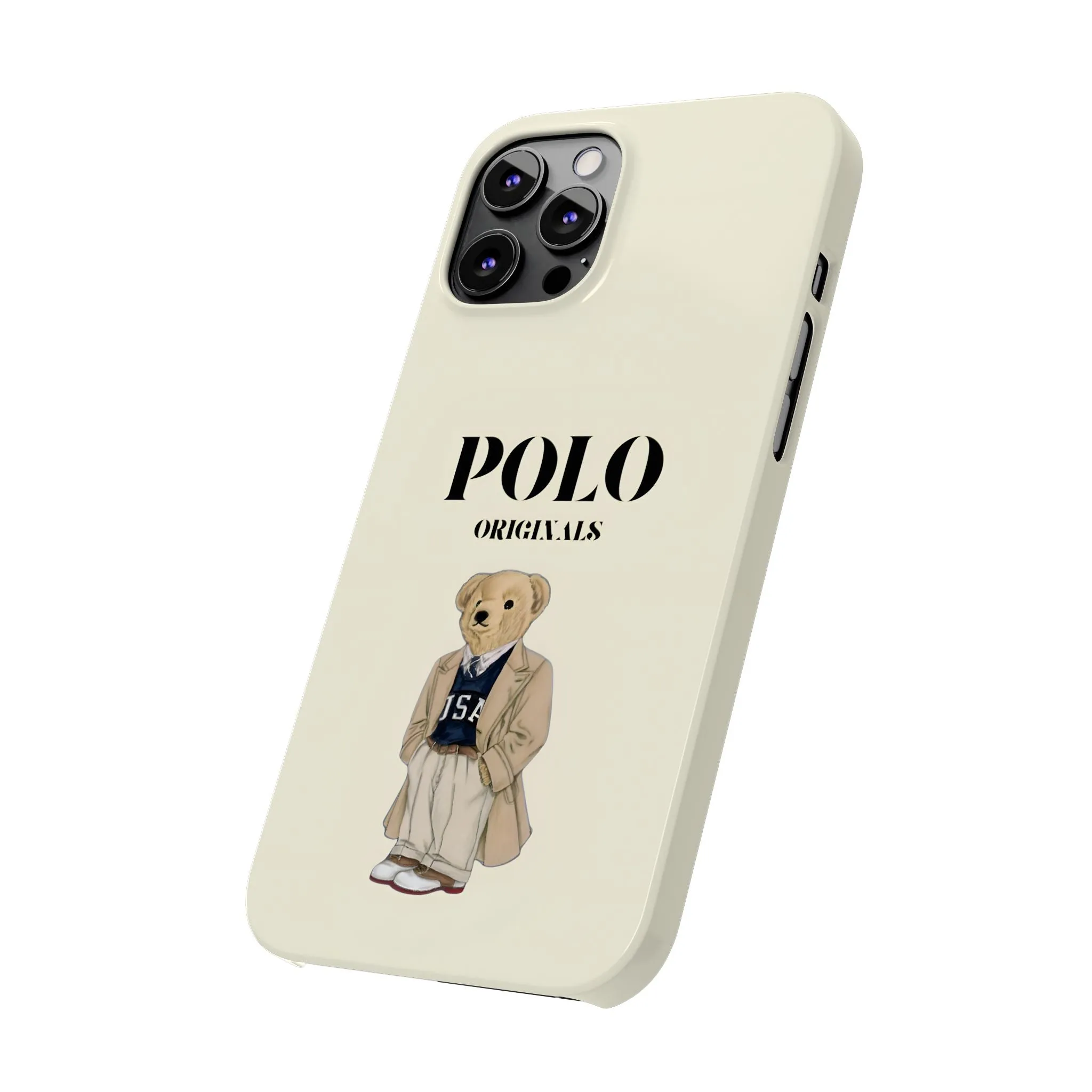 Polo Originals Bear Slim Phone Cases in Beige