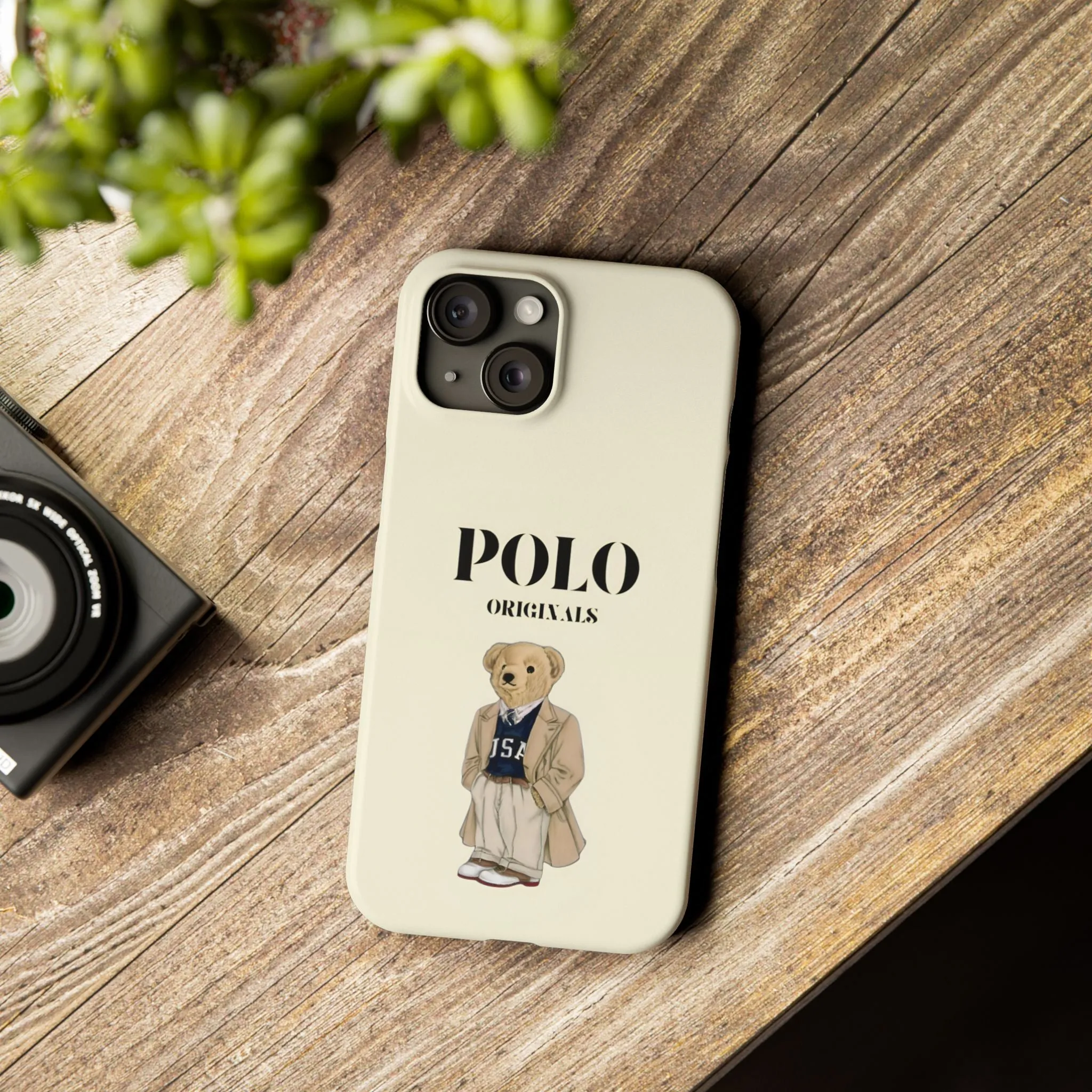 Polo Originals Bear Slim Phone Cases in Beige