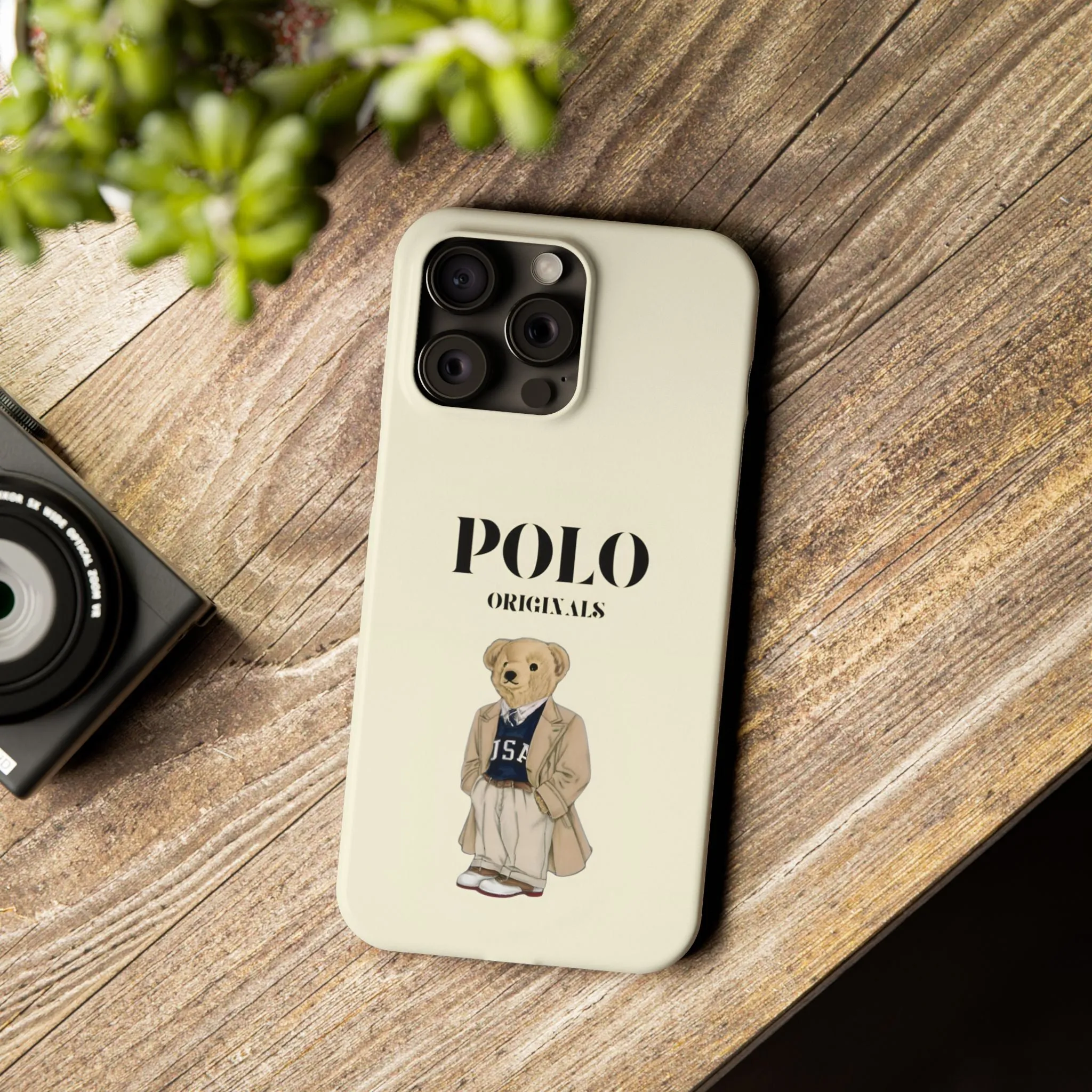 Polo Originals Bear Slim Phone Cases in Beige