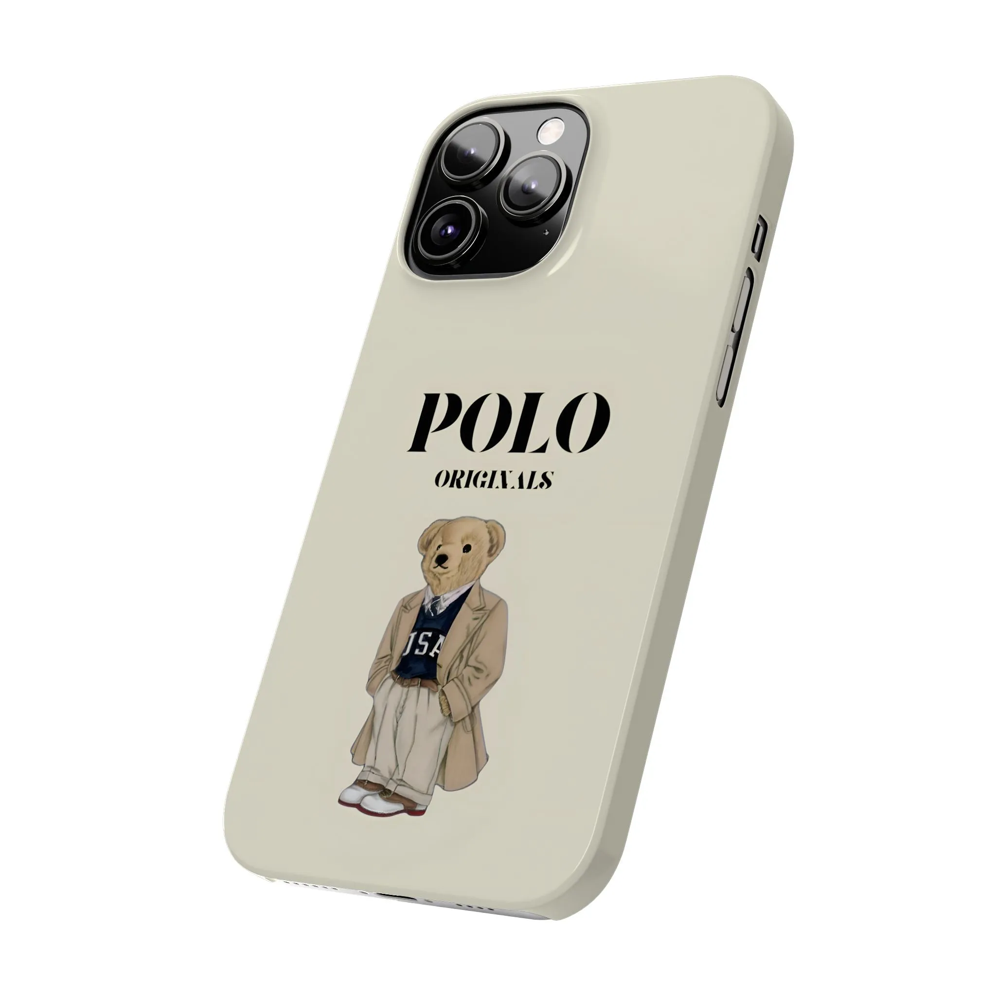 Polo Originals Bear Slim Phone Cases in Beige