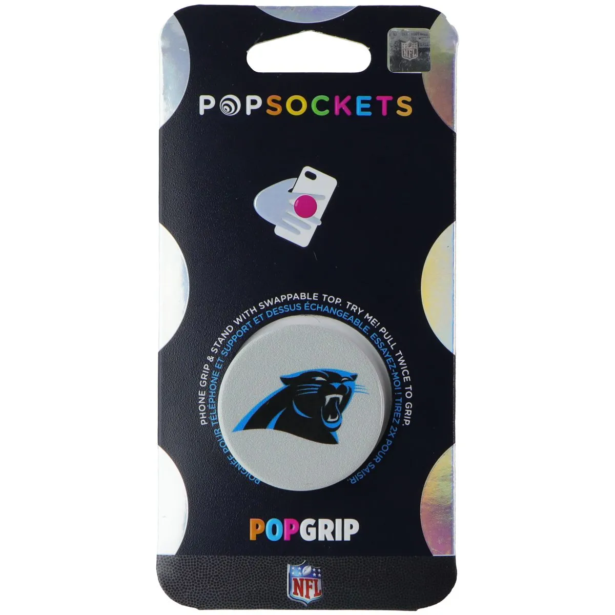 PopSockets PopGrip Expanding Stand and Grip w/Swappable Top - NFL Panthers Logo