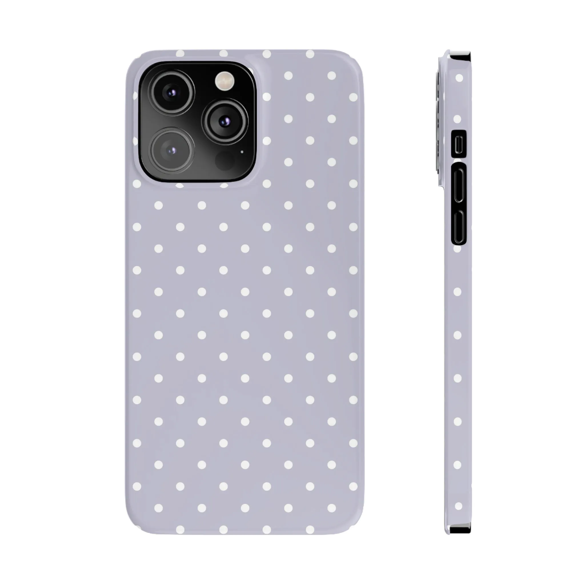 Purple background and white Polka Dots Design Sleek Elegance Wireless-Charging Compatible Phone Case Slim Phone Case compatible with over 20 iphone models