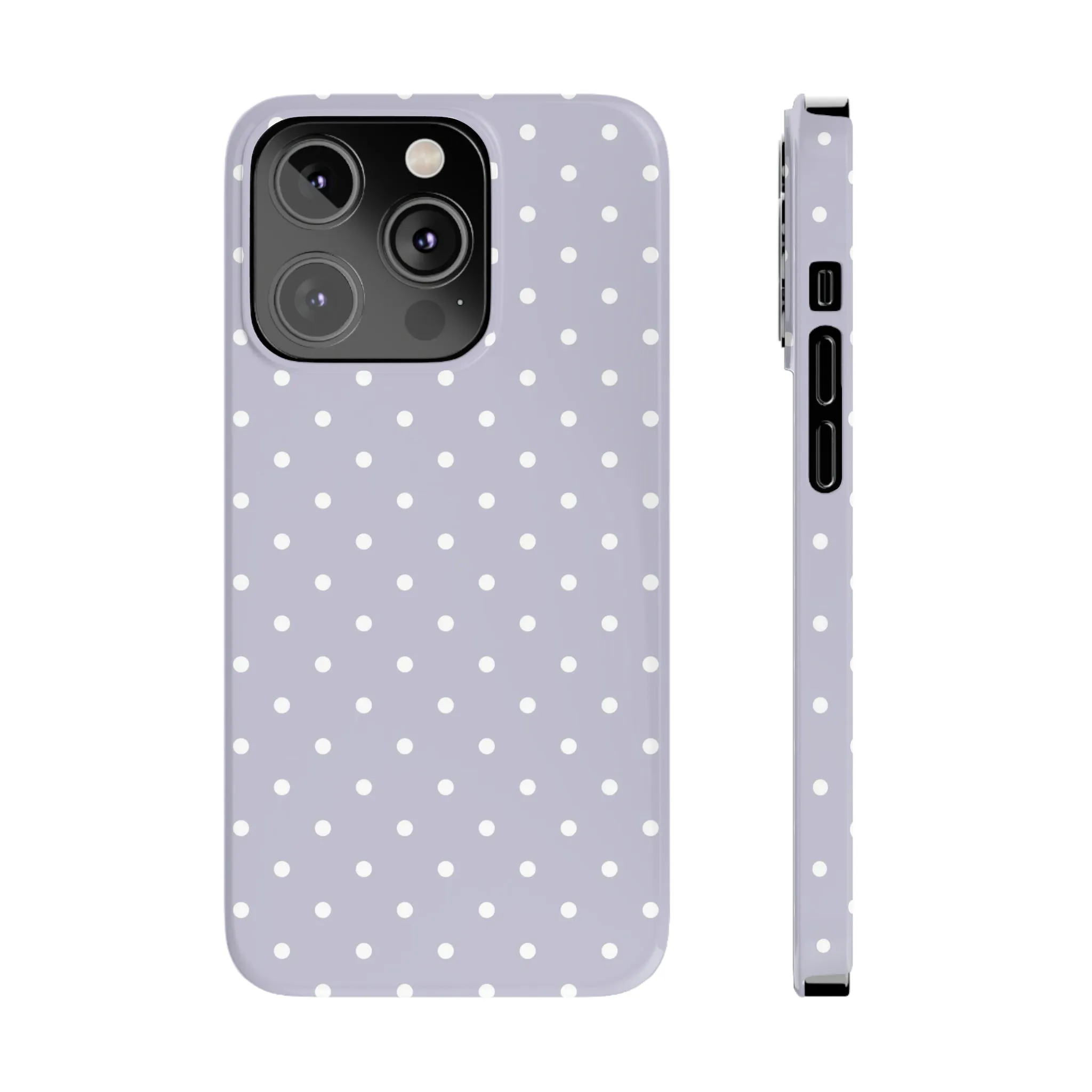 Purple background and white Polka Dots Design Sleek Elegance Wireless-Charging Compatible Phone Case Slim Phone Case compatible with over 20 iphone models