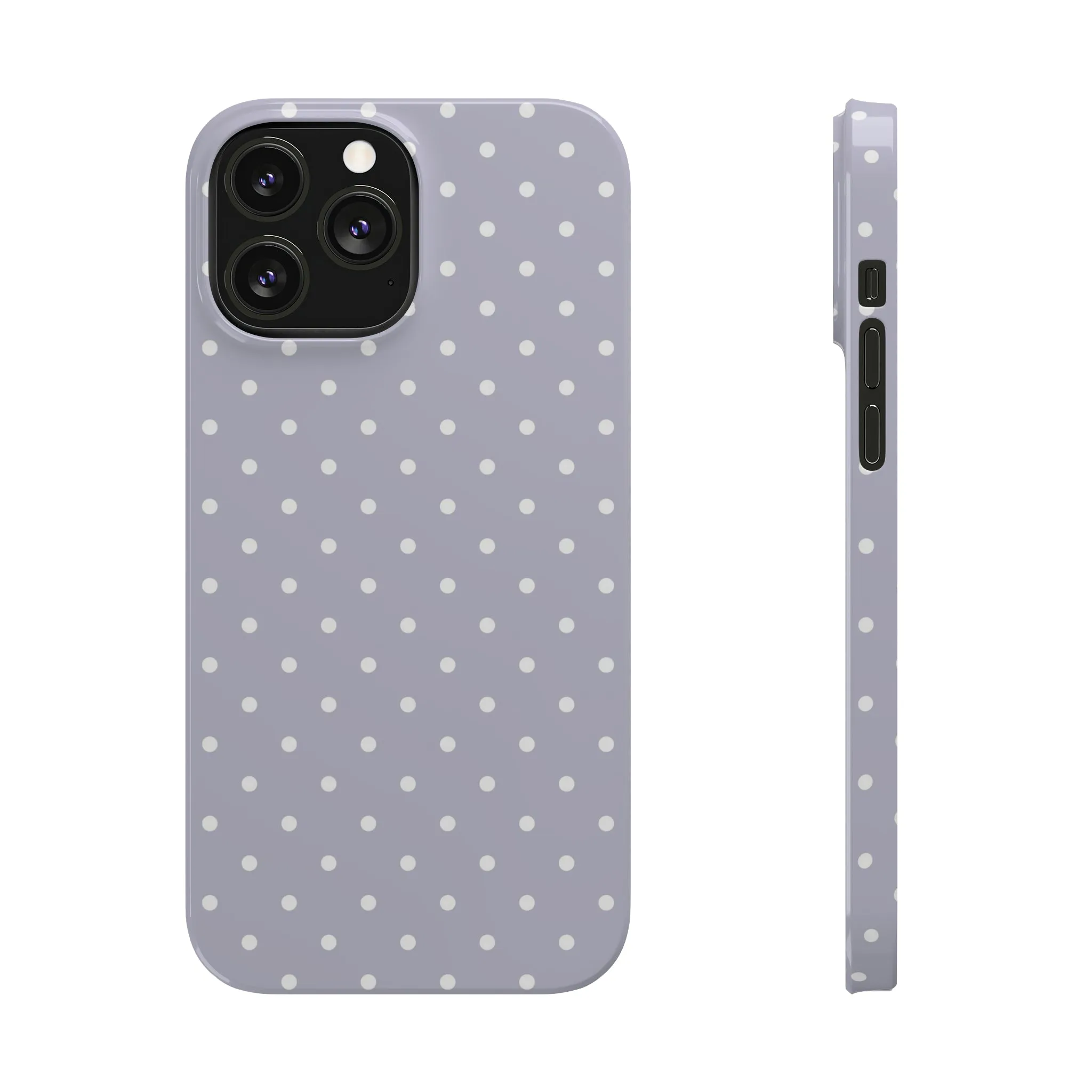 Purple background and white Polka Dots Design Sleek Elegance Wireless-Charging Compatible Phone Case Slim Phone Case compatible with over 20 iphone models