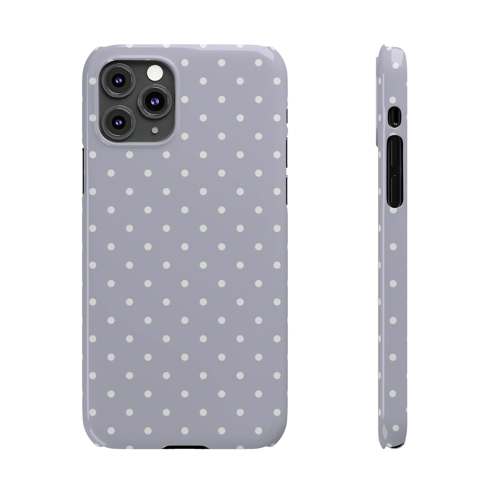 Purple background and white Polka Dots Design Sleek Elegance Wireless-Charging Compatible Phone Case Slim Phone Case compatible with over 20 iphone models