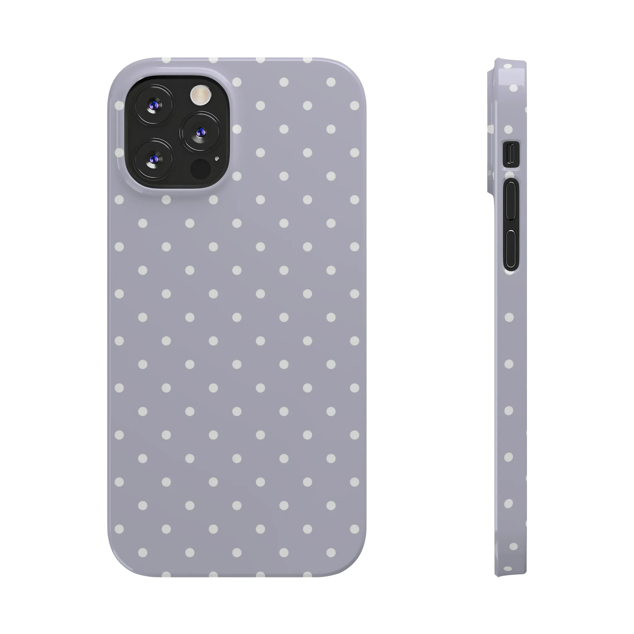 Purple background and white Polka Dots Design Sleek Elegance Wireless-Charging Compatible Phone Case Slim Phone Case compatible with over 20 iphone models