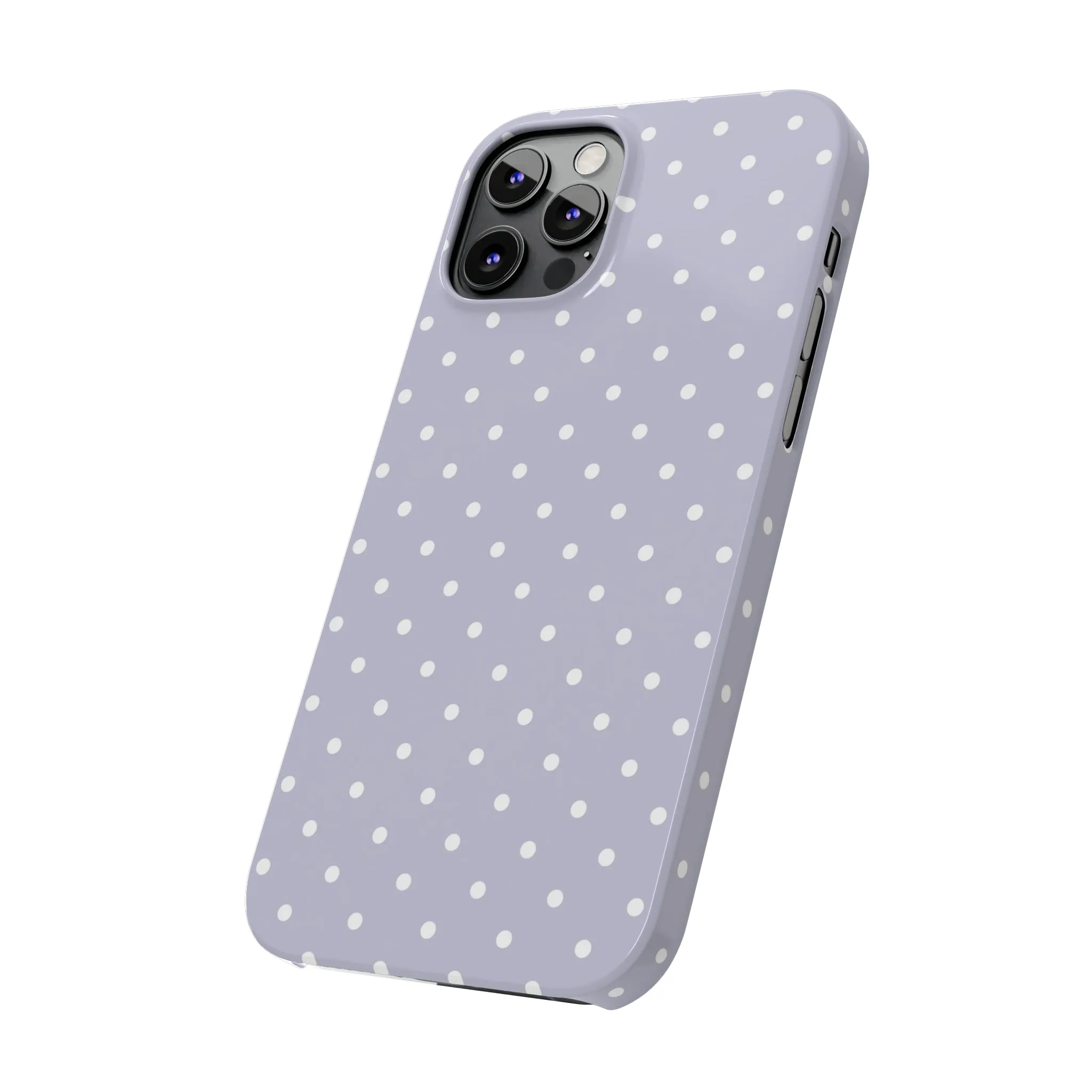 Purple background and white Polka Dots Design Sleek Elegance Wireless-Charging Compatible Phone Case Slim Phone Case compatible with over 20 iphone models