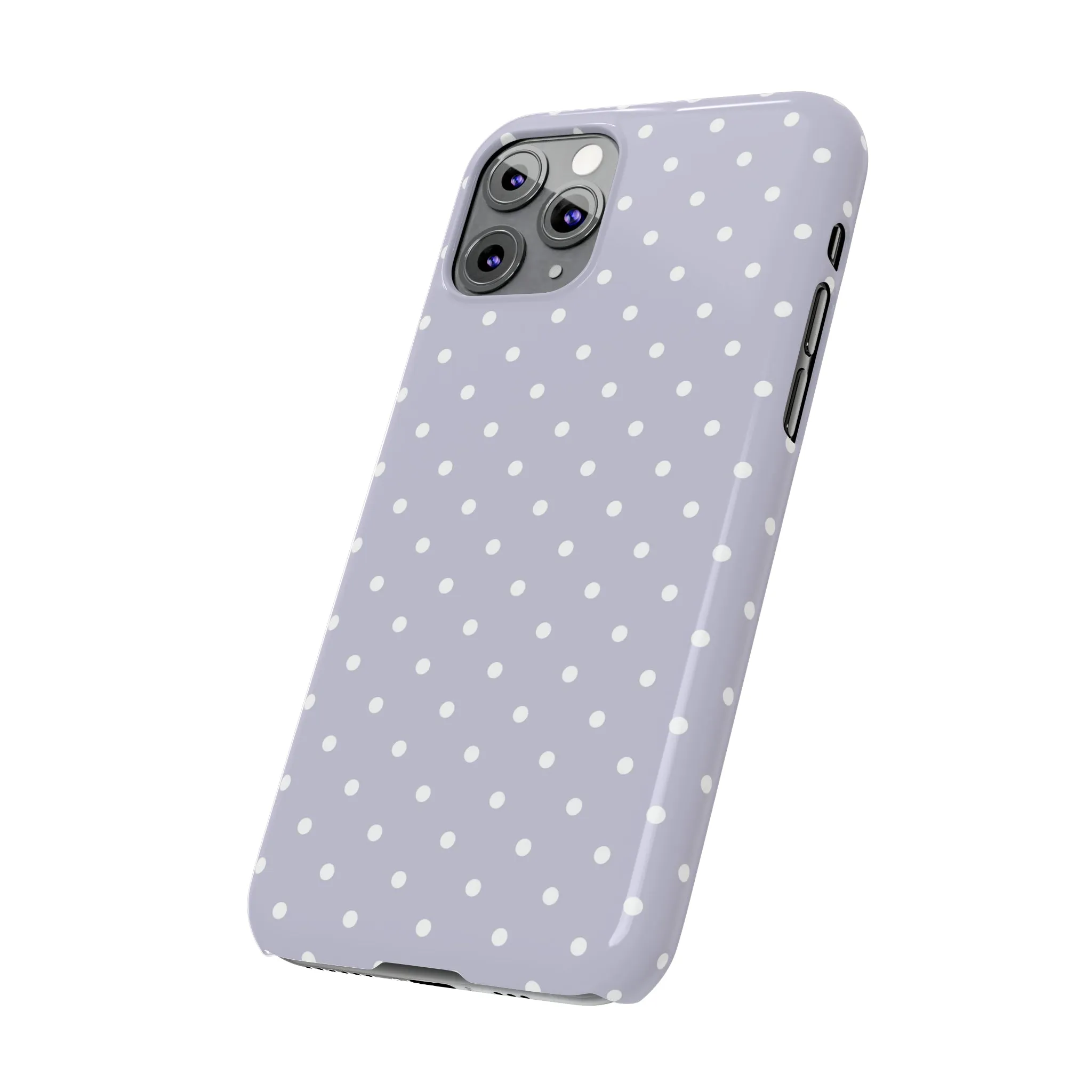 Purple background and white Polka Dots Design Sleek Elegance Wireless-Charging Compatible Phone Case Slim Phone Case compatible with over 20 iphone models