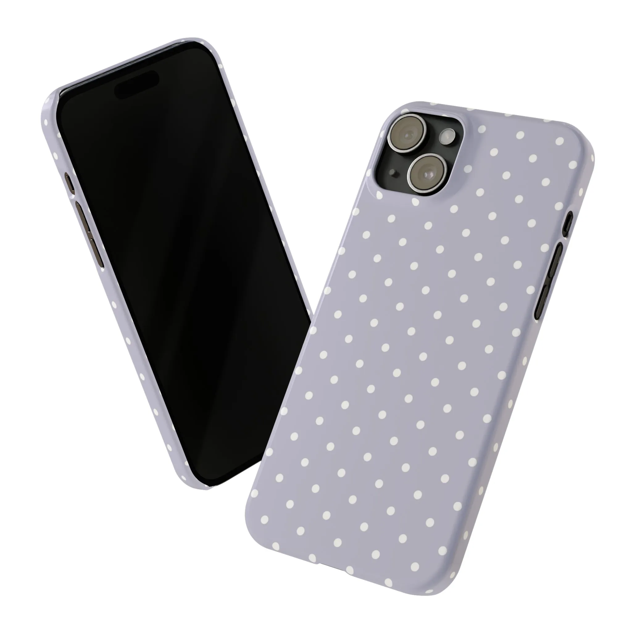 Purple background and white Polka Dots Design Sleek Elegance Wireless-Charging Compatible Phone Case Slim Phone Case compatible with over 20 iphone models