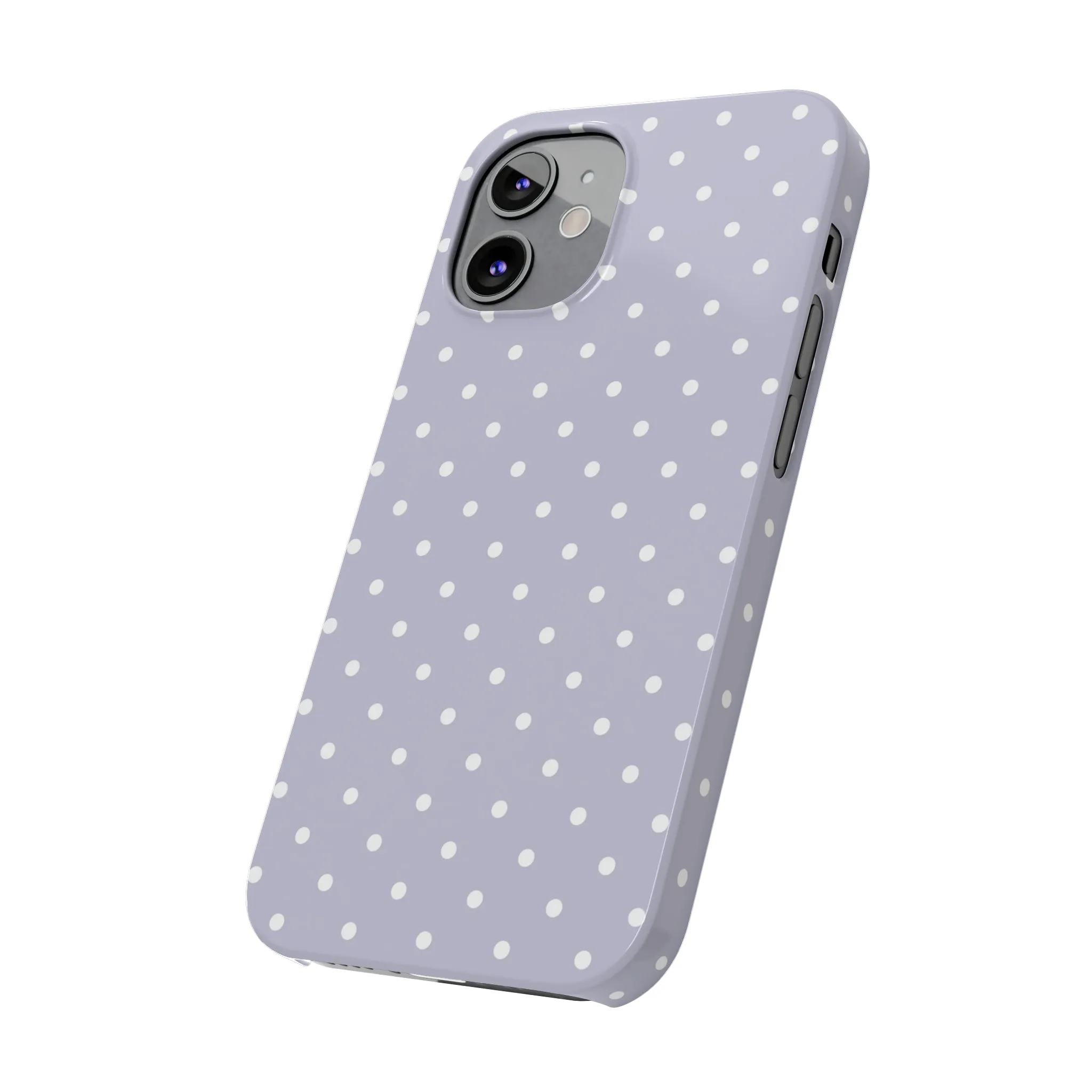 Purple background and white Polka Dots Design Sleek Elegance Wireless-Charging Compatible Phone Case Slim Phone Case compatible with over 20 iphone models