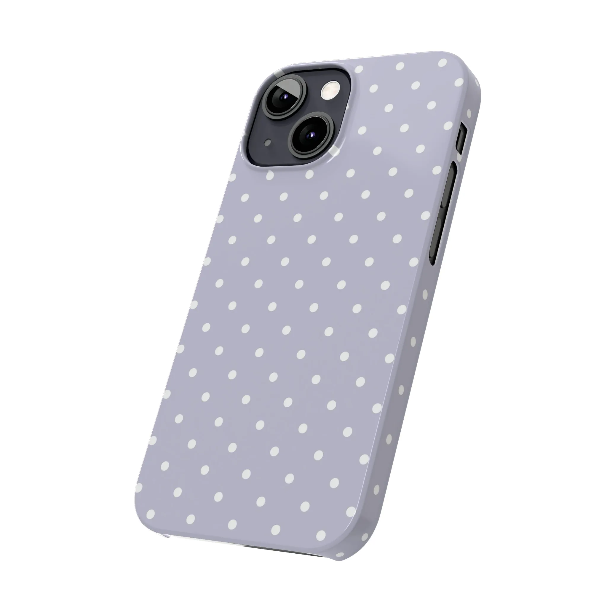 Purple background and white Polka Dots Design Sleek Elegance Wireless-Charging Compatible Phone Case Slim Phone Case compatible with over 20 iphone models