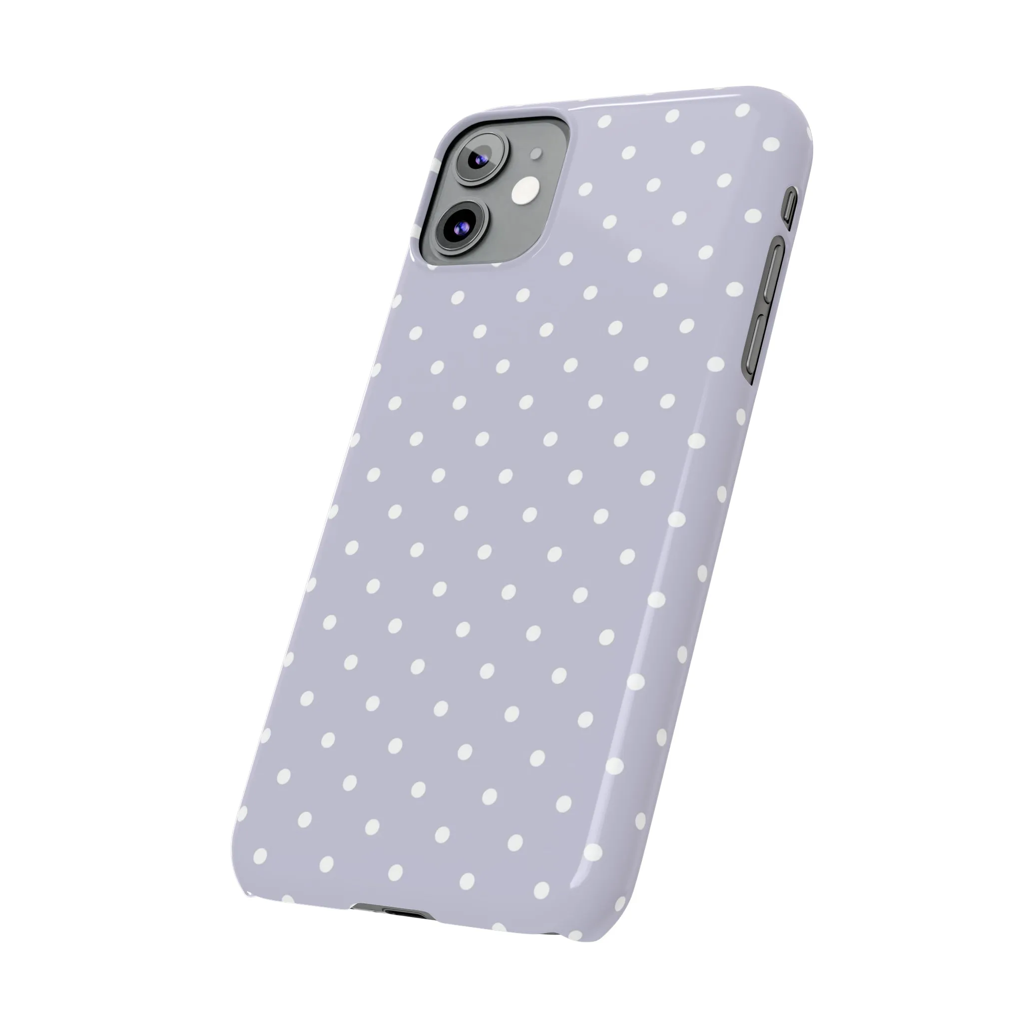 Purple background and white Polka Dots Design Sleek Elegance Wireless-Charging Compatible Phone Case Slim Phone Case compatible with over 20 iphone models