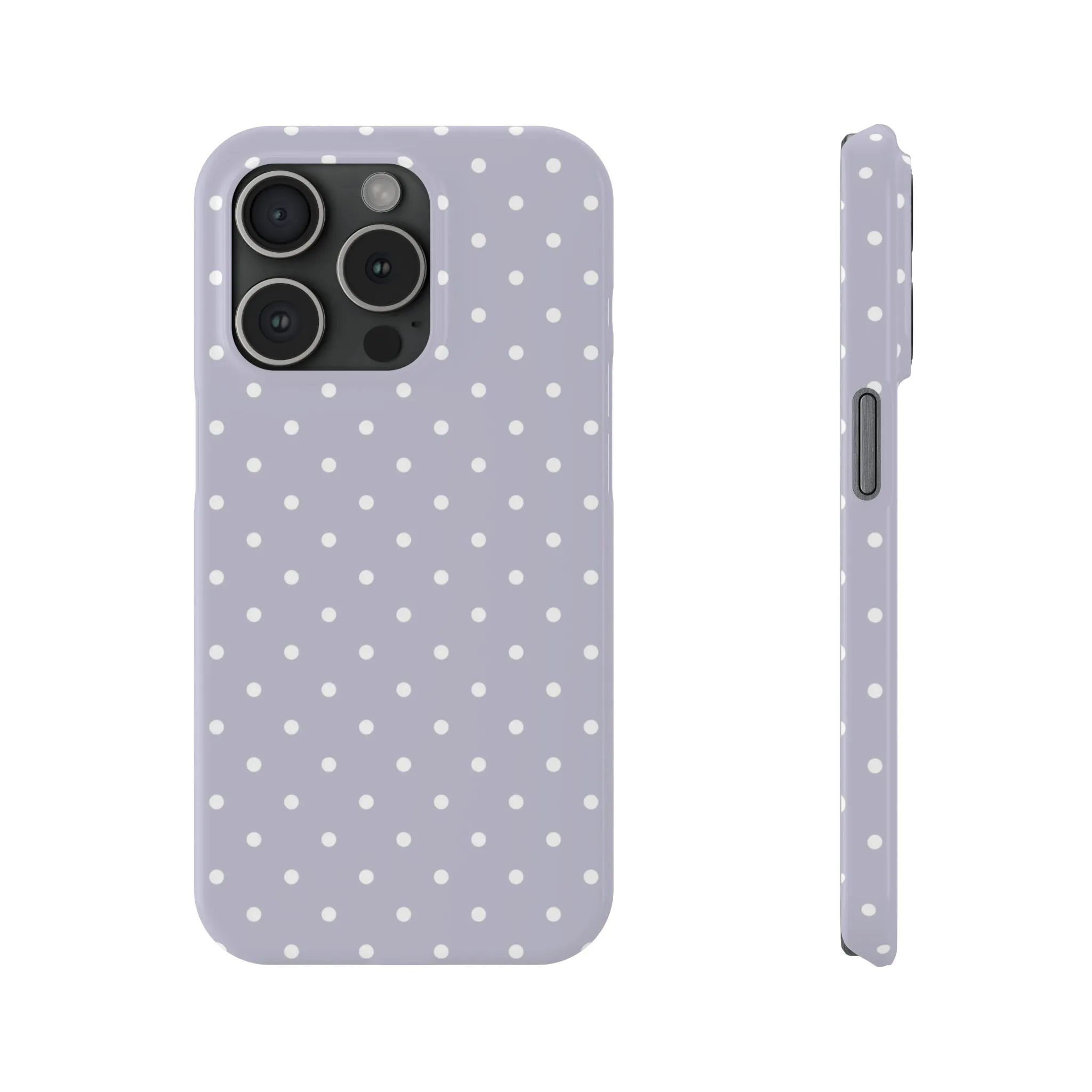 Purple background and white Polka Dots Design Sleek Elegance Wireless-Charging Compatible Phone Case Slim Phone Case compatible with over 20 iphone models