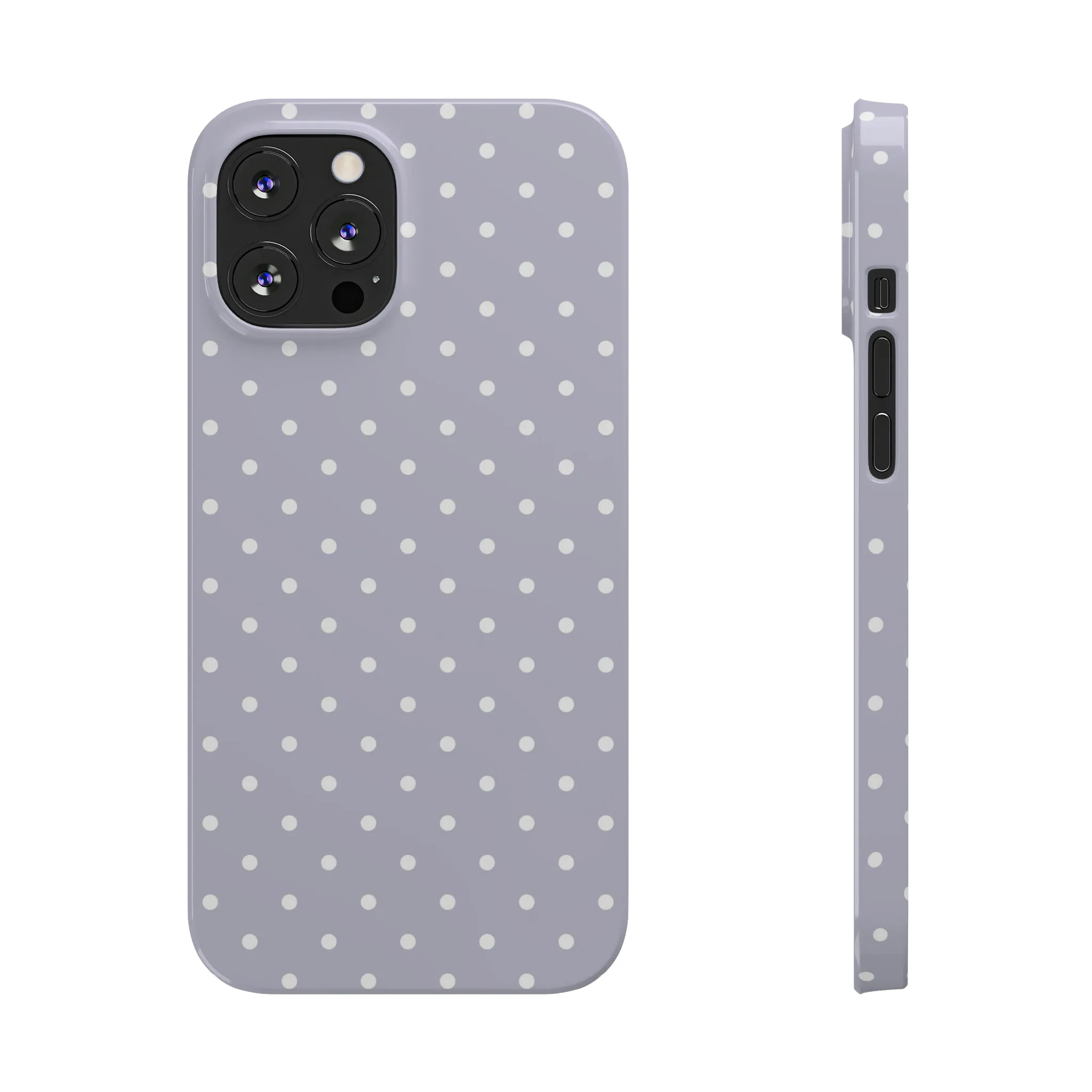 Purple background and white Polka Dots Design Sleek Elegance Wireless-Charging Compatible Phone Case Slim Phone Case compatible with over 20 iphone models