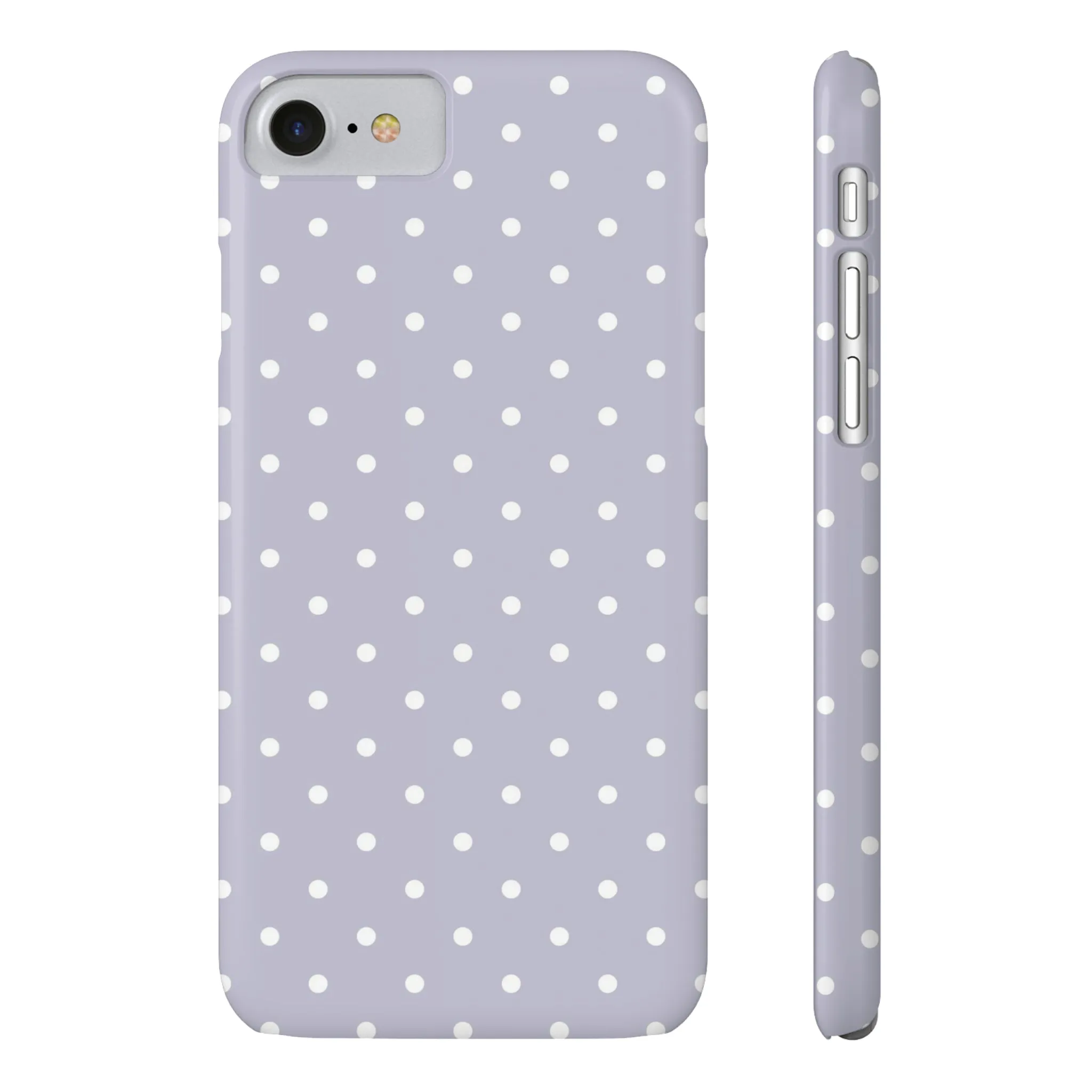 Purple background and white Polka Dots Design Sleek Elegance Wireless-Charging Compatible Phone Case Slim Phone Case compatible with over 20 iphone models