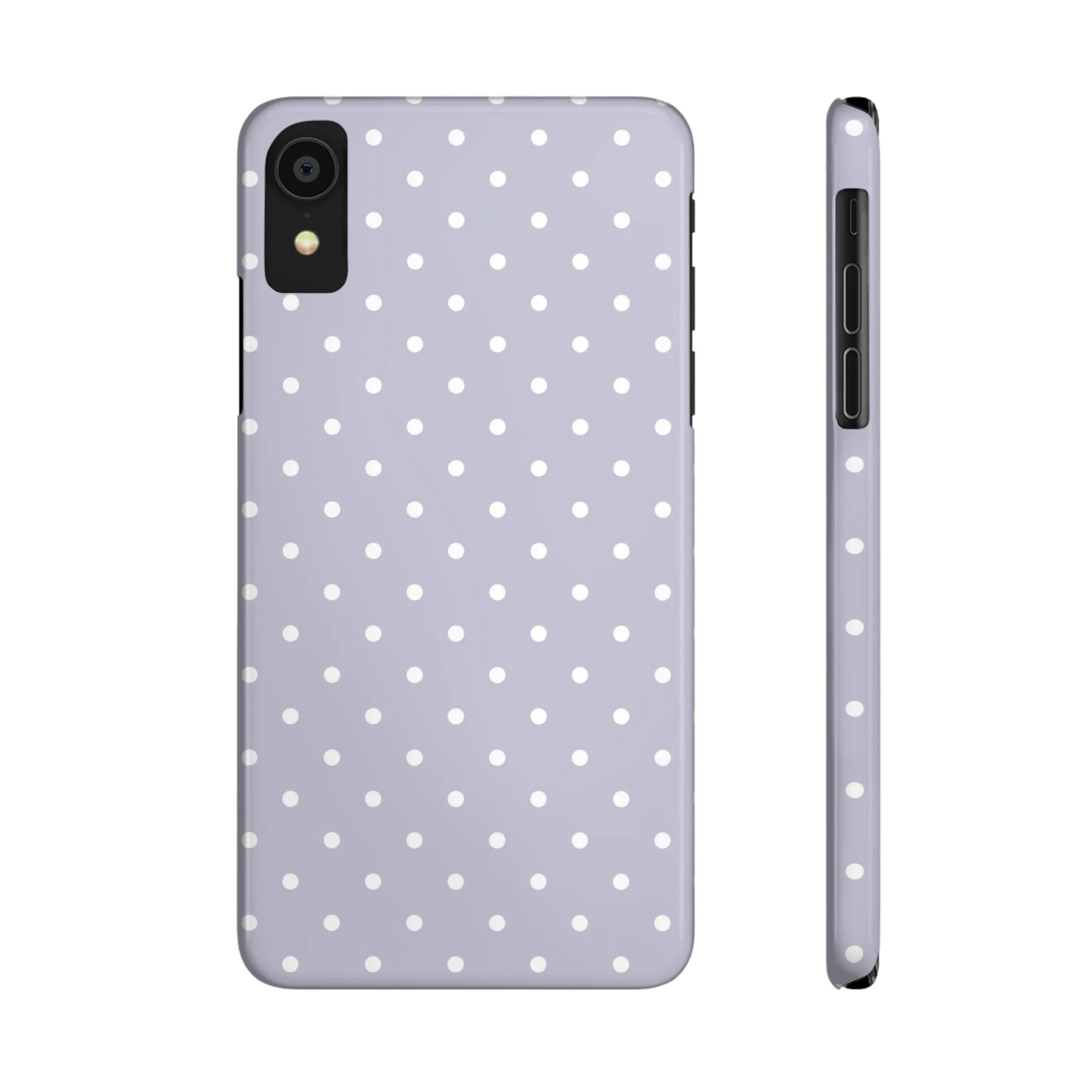 Purple background and white Polka Dots Design Sleek Elegance Wireless-Charging Compatible Phone Case Slim Phone Case compatible with over 20 iphone models