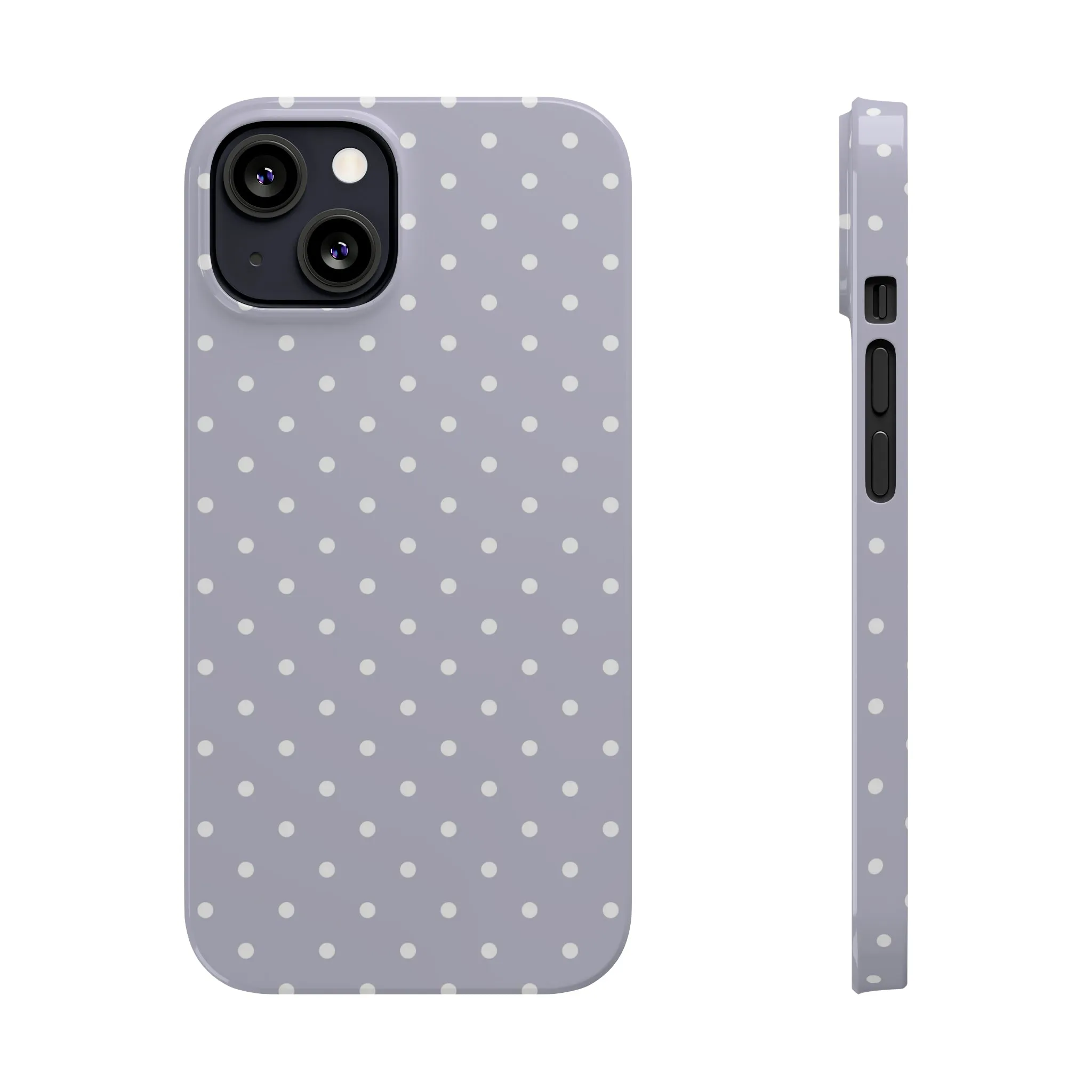 Purple background and white Polka Dots Design Sleek Elegance Wireless-Charging Compatible Phone Case Slim Phone Case compatible with over 20 iphone models