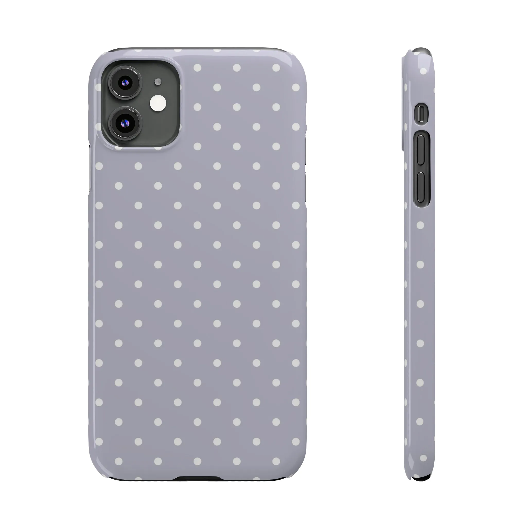 Purple background and white Polka Dots Design Sleek Elegance Wireless-Charging Compatible Phone Case Slim Phone Case compatible with over 20 iphone models