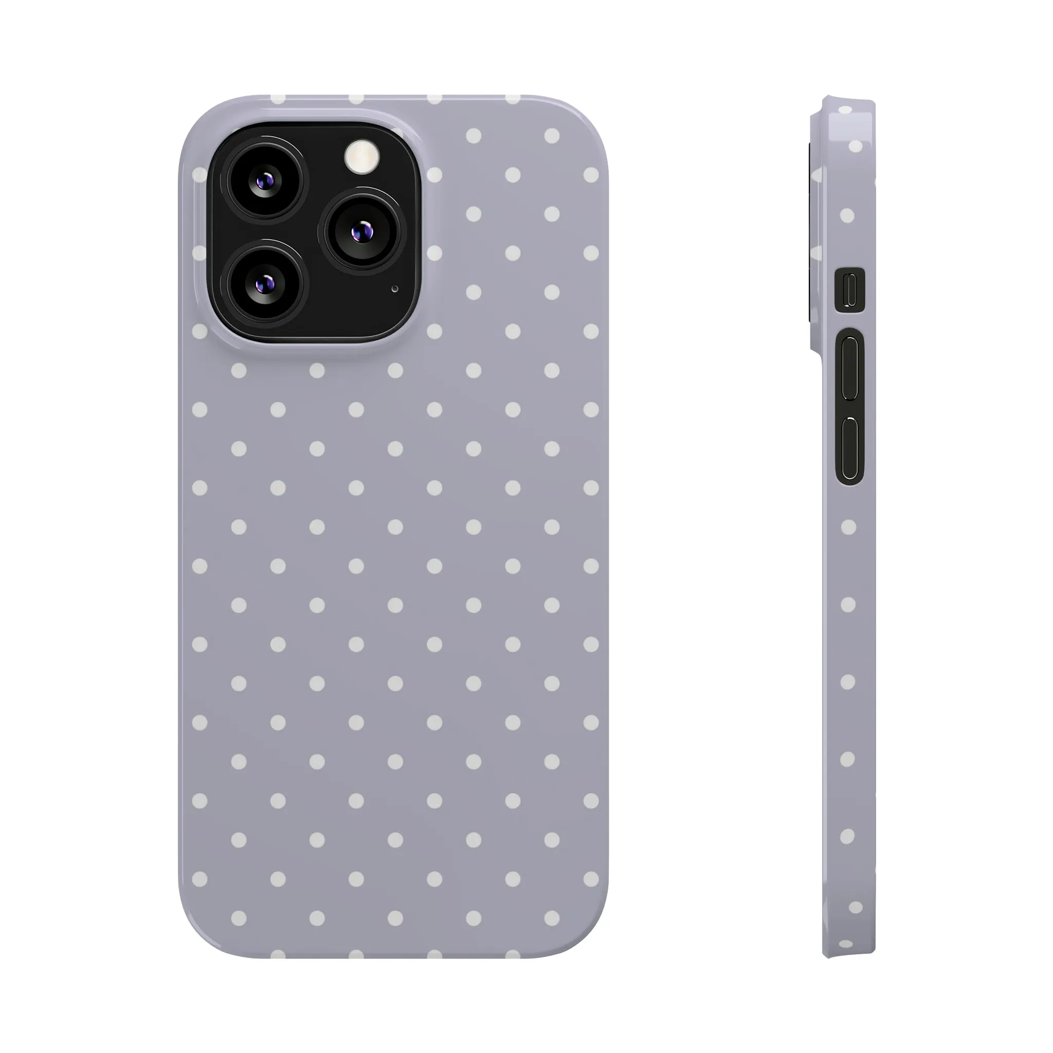 Purple background and white Polka Dots Design Sleek Elegance Wireless-Charging Compatible Phone Case Slim Phone Case compatible with over 20 iphone models