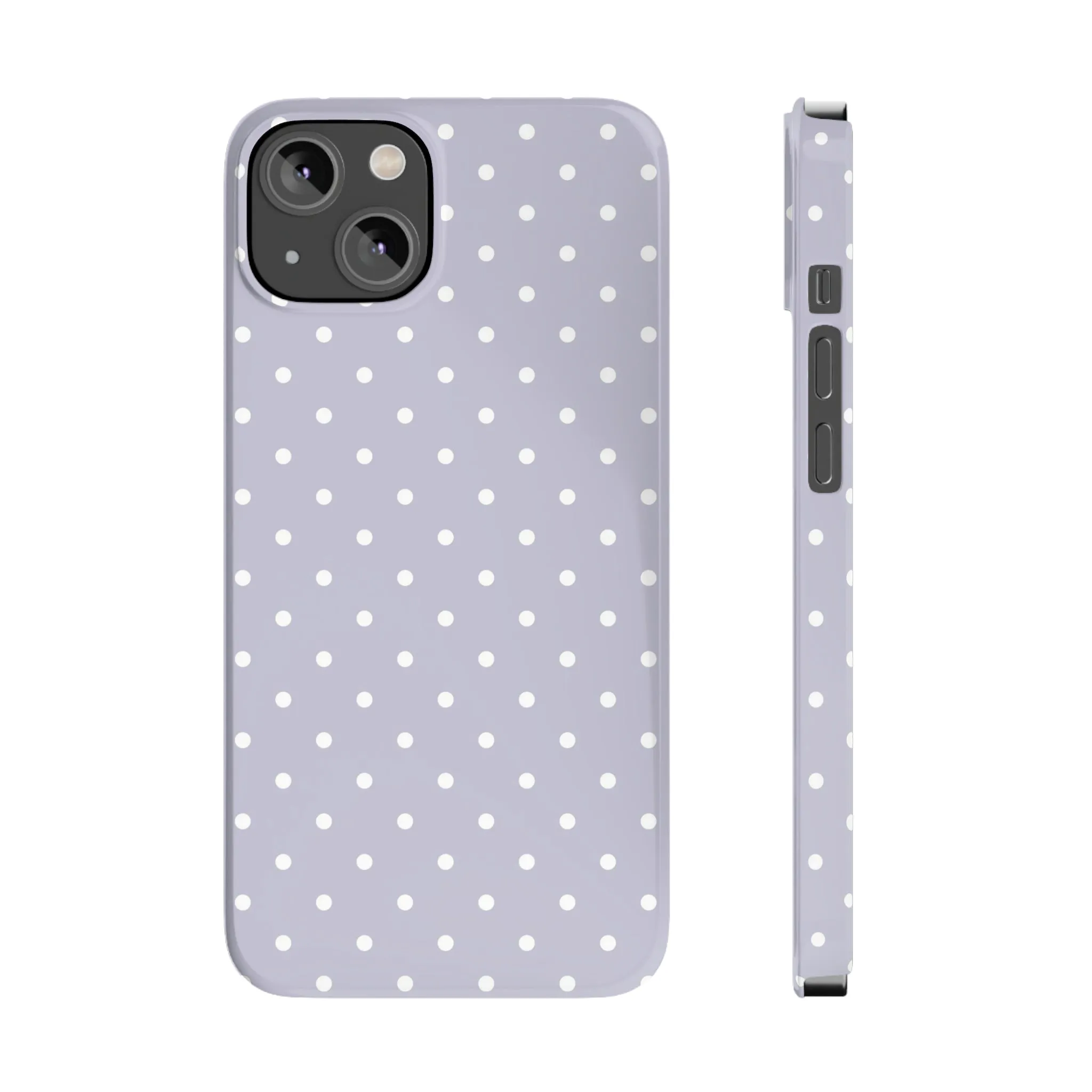 Purple background and white Polka Dots Design Sleek Elegance Wireless-Charging Compatible Phone Case Slim Phone Case compatible with over 20 iphone models