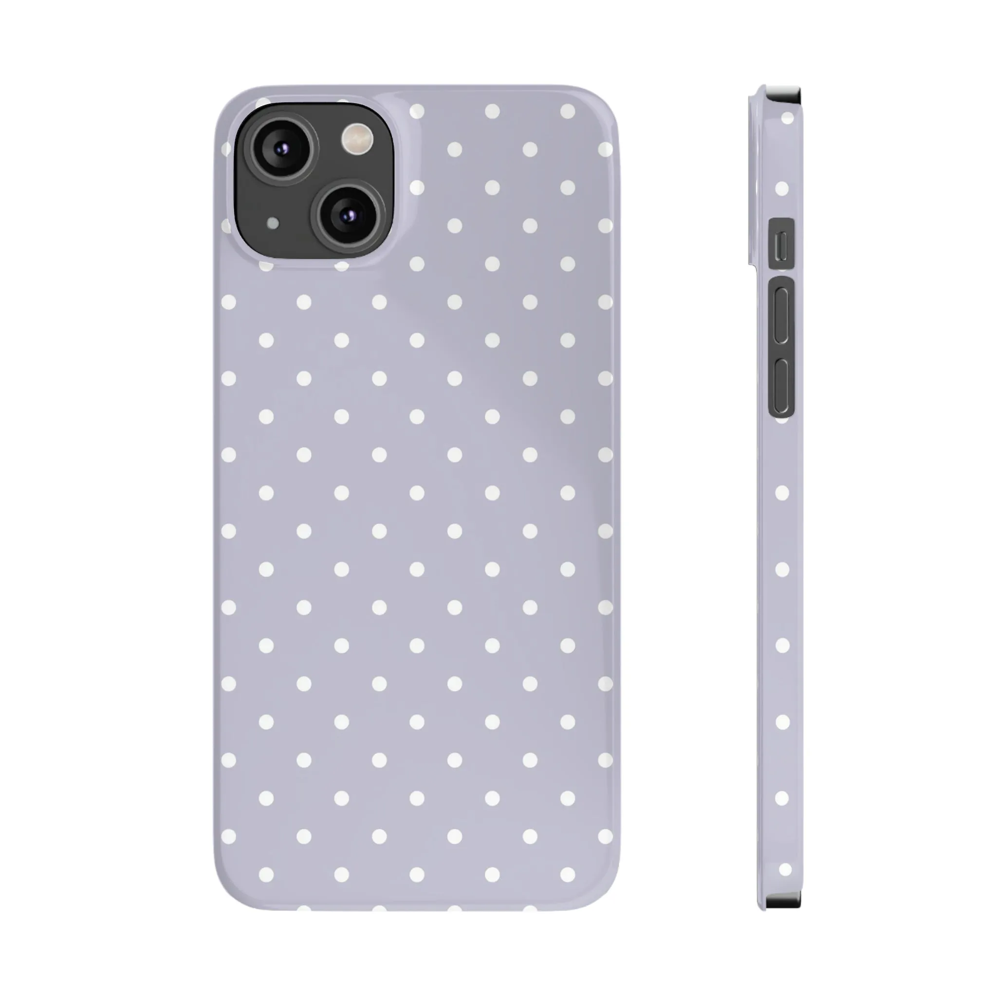 Purple background and white Polka Dots Design Sleek Elegance Wireless-Charging Compatible Phone Case Slim Phone Case compatible with over 20 iphone models