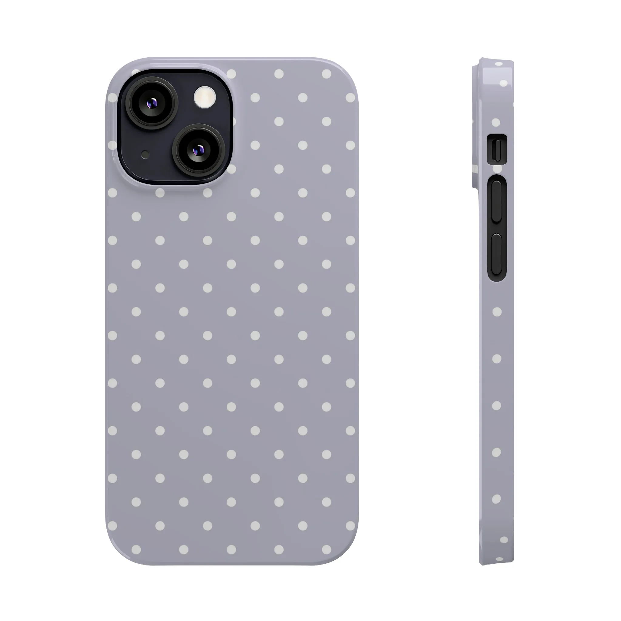 Purple background and white Polka Dots Design Sleek Elegance Wireless-Charging Compatible Phone Case Slim Phone Case compatible with over 20 iphone models