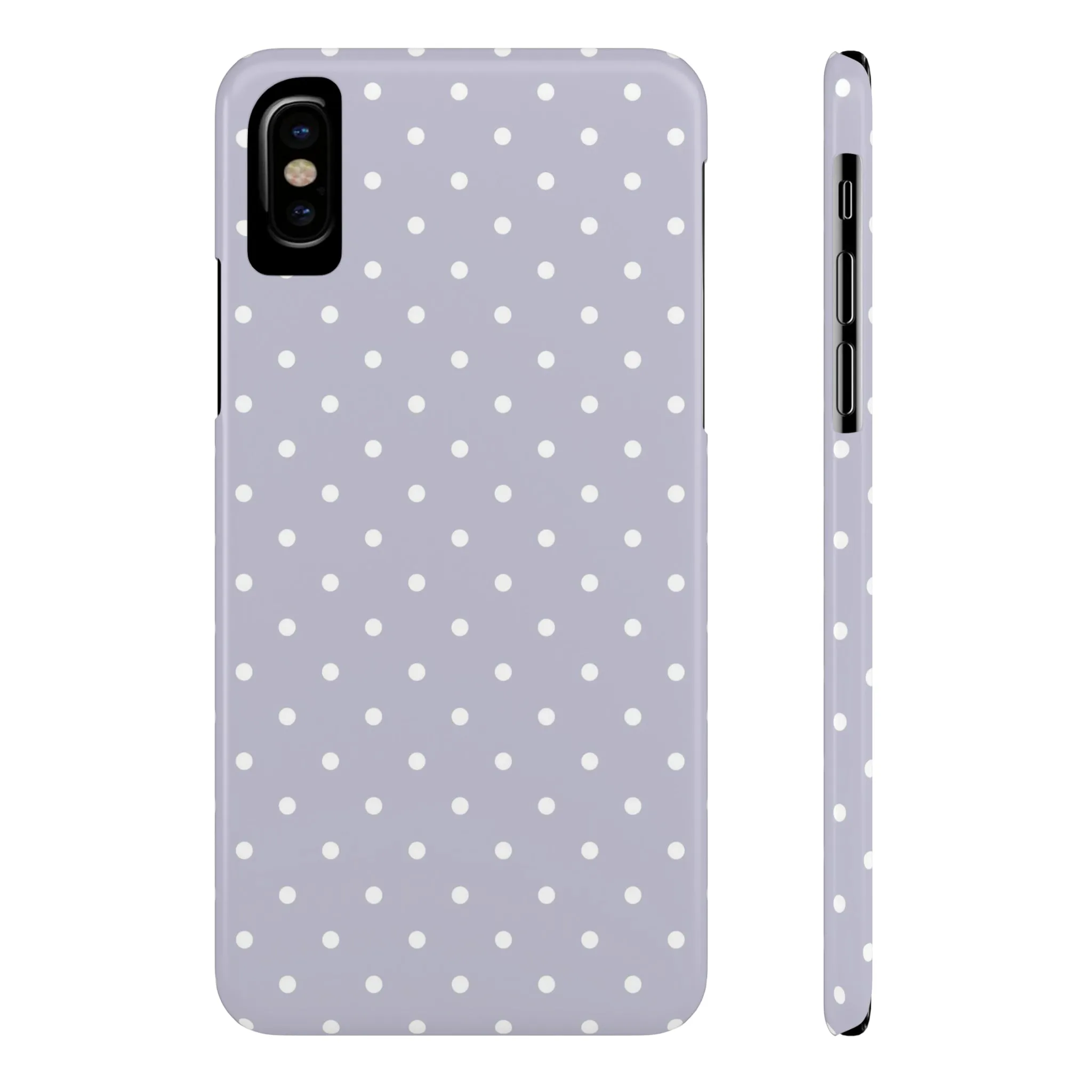 Purple background and white Polka Dots Design Sleek Elegance Wireless-Charging Compatible Phone Case Slim Phone Case compatible with over 20 iphone models